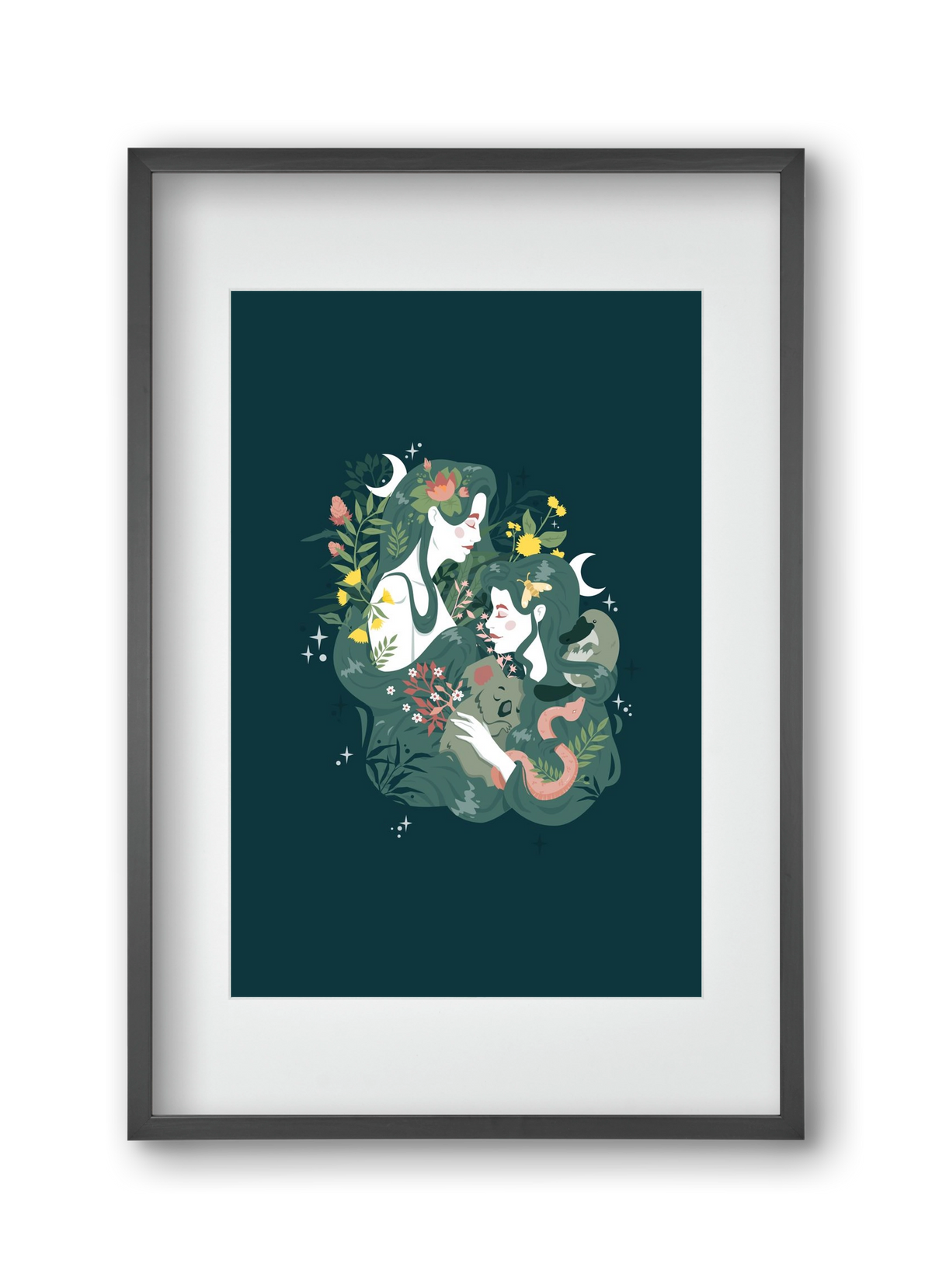 Flora & Fauna, 30x45 cm (20x30 cm), Fekete keret, paszpartuval