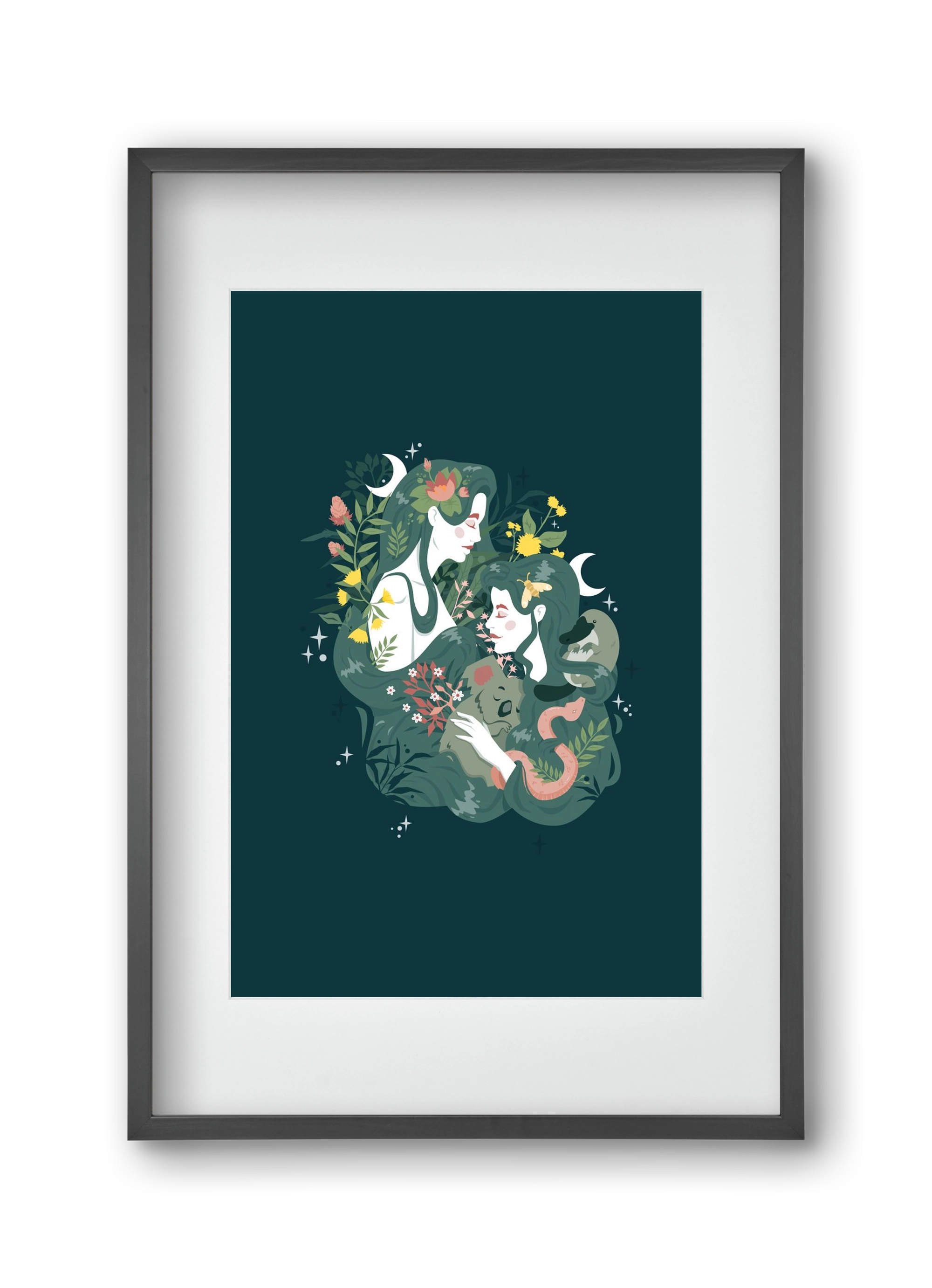 Flora & Fauna, 30x45 cm (20x30 cm), Fekete keret, paszpartuval