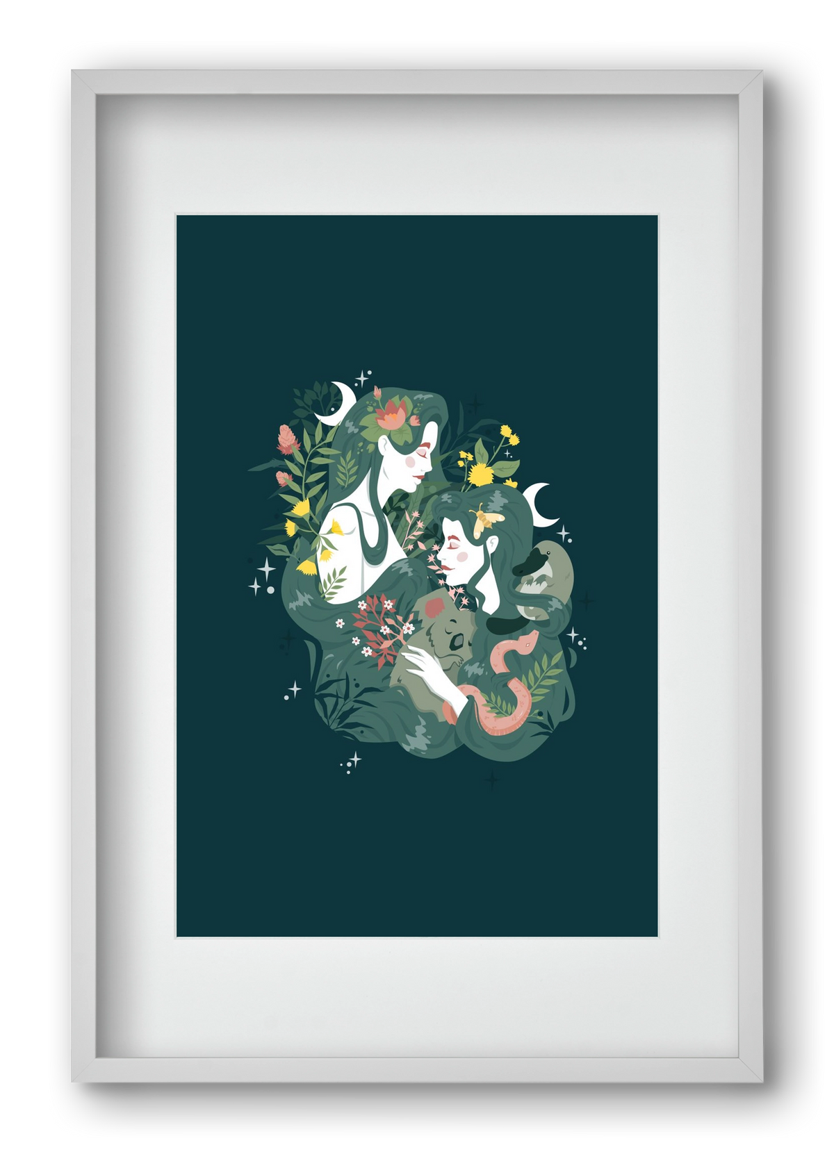 Flora & Fauna, 40x60 cm (30x45 cm), Fehér keret, paszpartuval