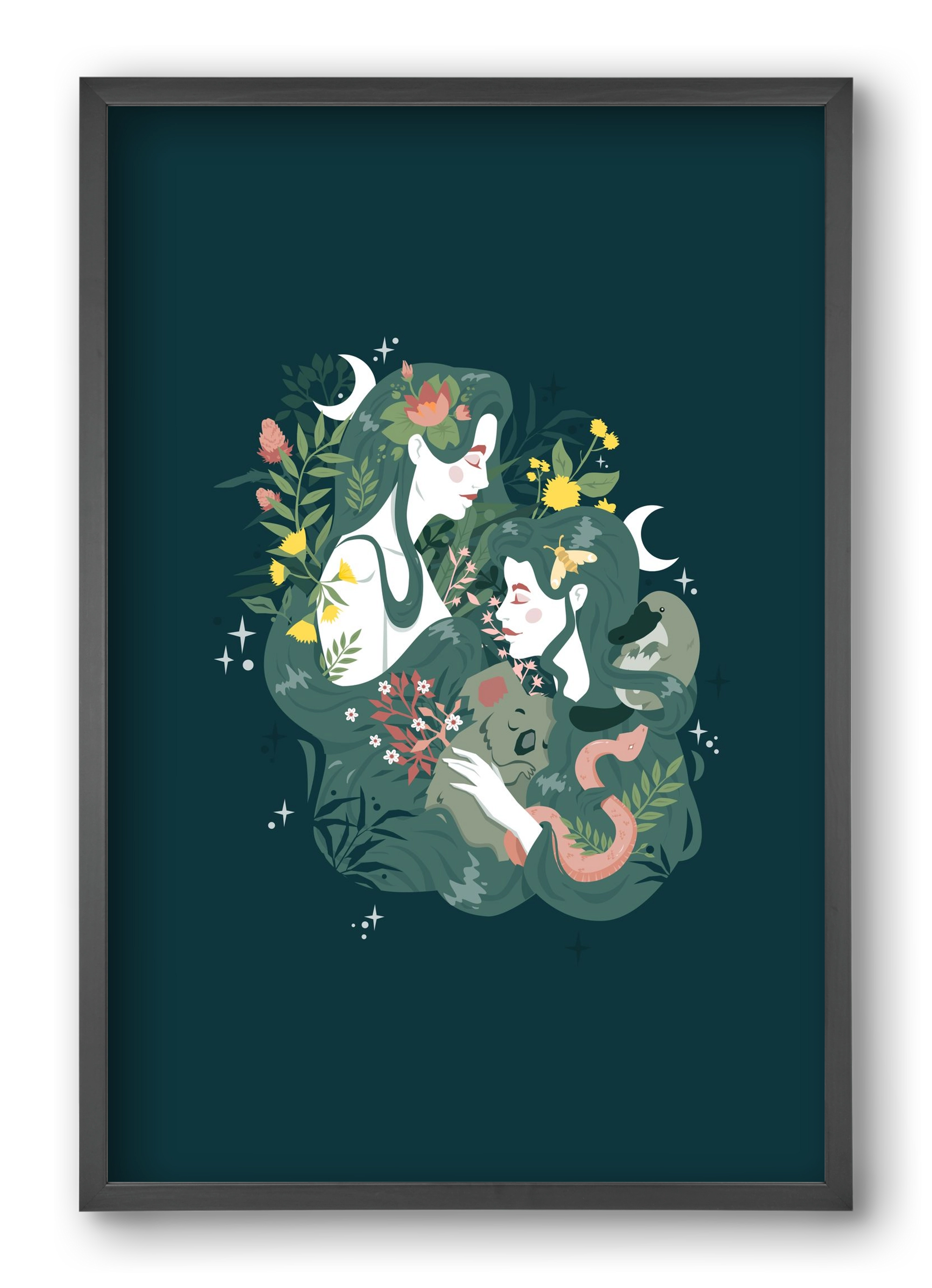 Flora & Fauna, 40x60 cm (40x60 cm), Fekete keret