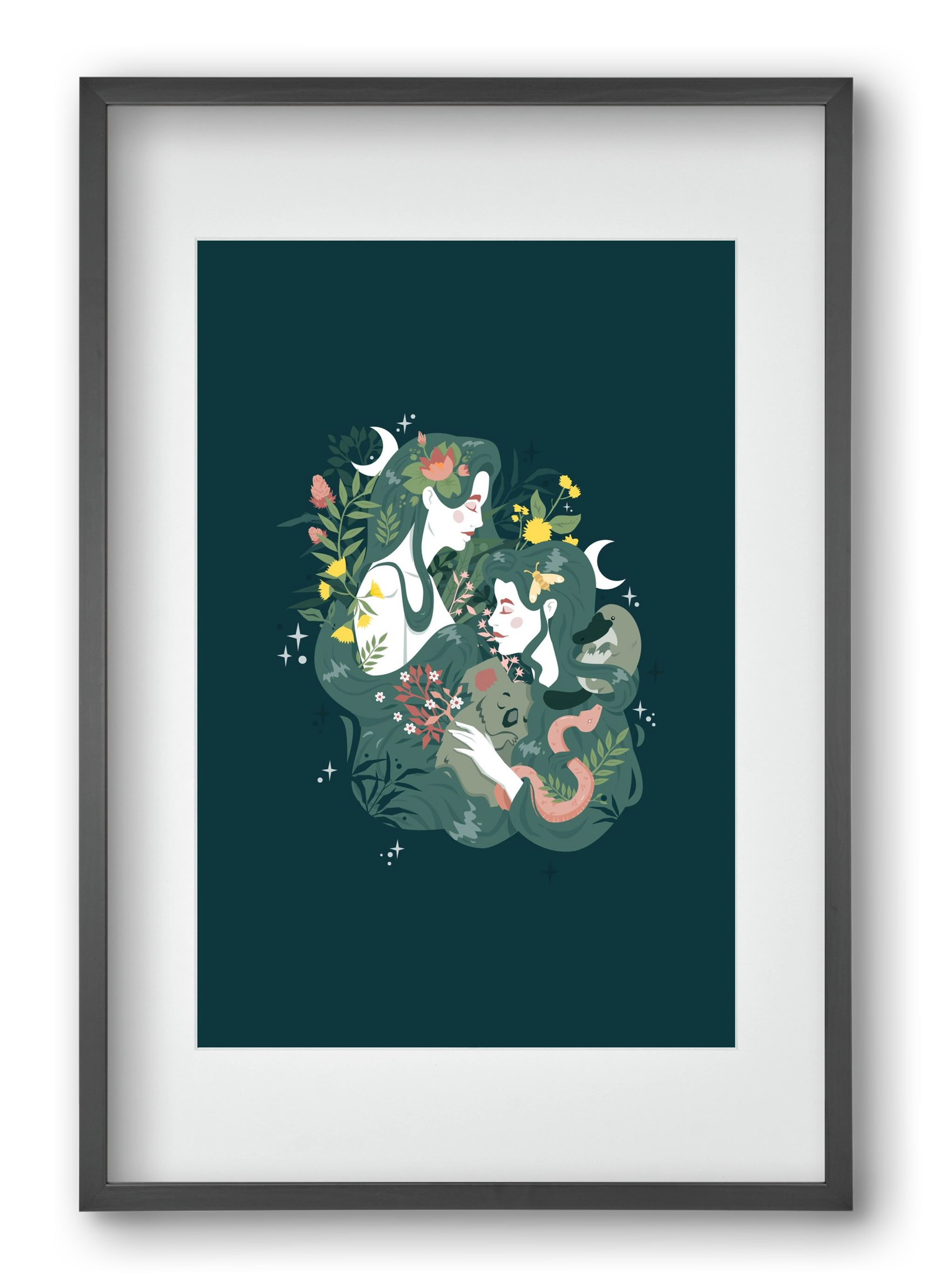 Flora & Fauna, 40x60 cm (30x45 cm), Fekete keret, paszpartuval