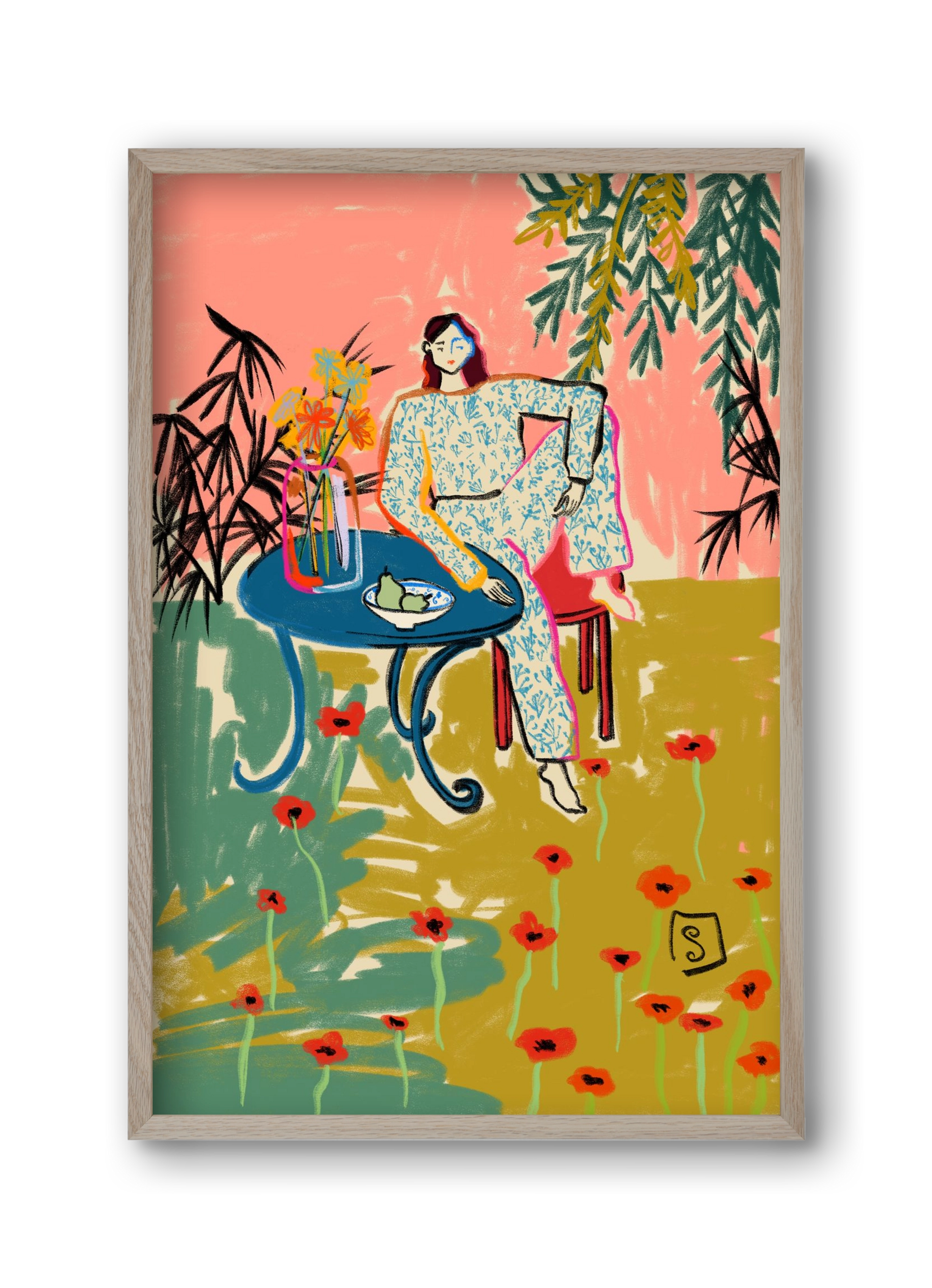 POPPY SEASON, 30x45 cm (30x45 cm), Tölgy keret