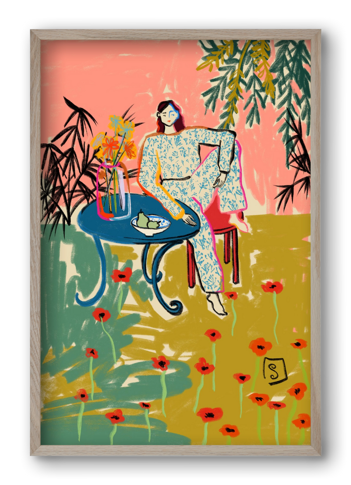 POPPY SEASON, 40x60 cm (40x60 cm), Tölgy keret