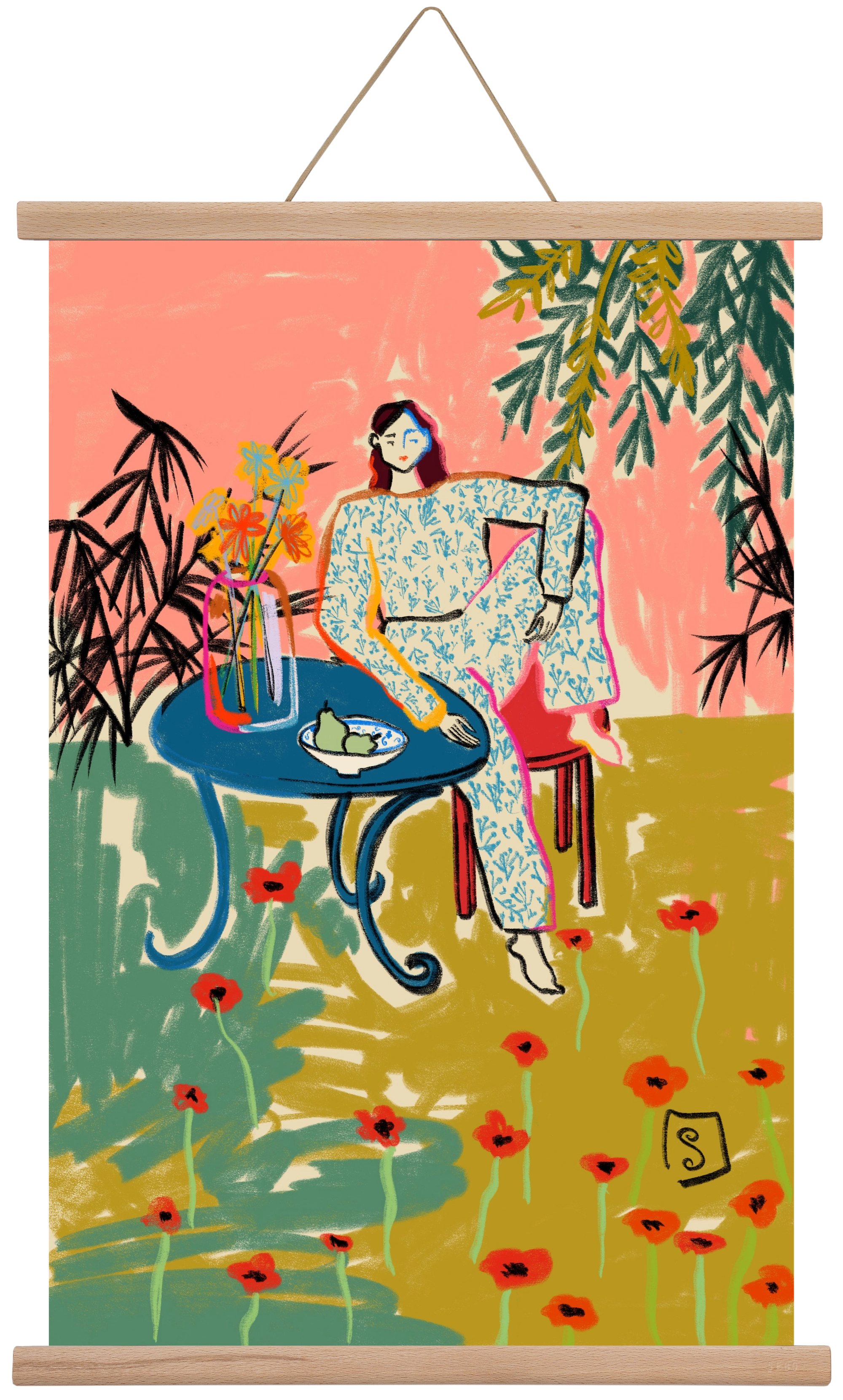 POPPY SEASON, 40x60 cm (40x60 cm), Tölgy akasztó