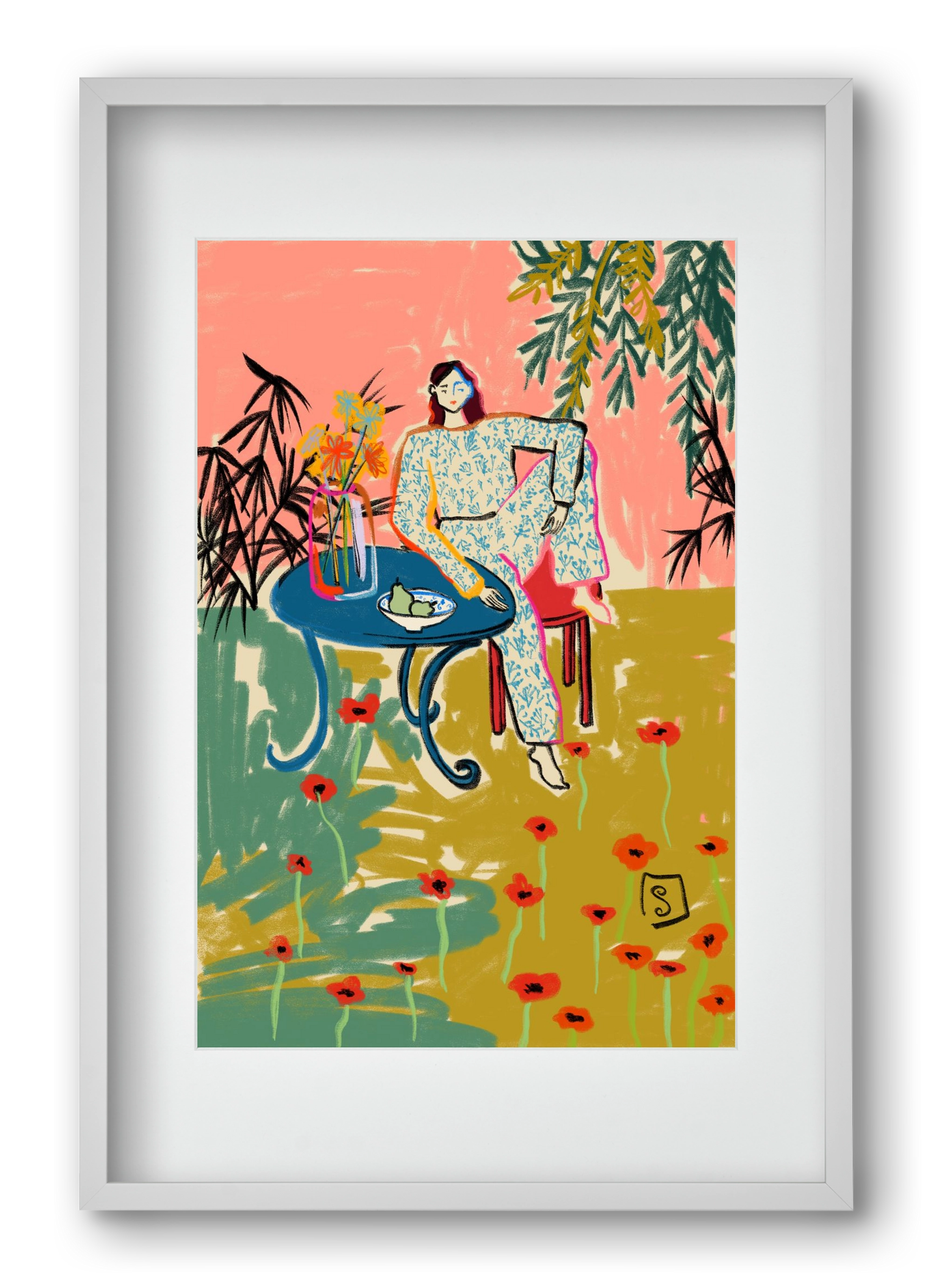 POPPY SEASON, 40x60 cm (30x45 cm), Fehér keret, paszpartuval