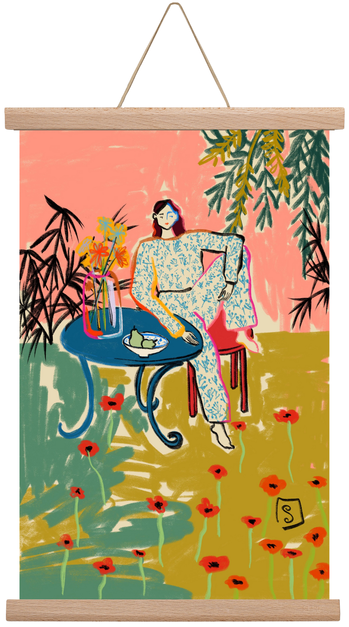 POPPY SEASON, 30x45 cm (30x45 cm), Tölgy akasztó