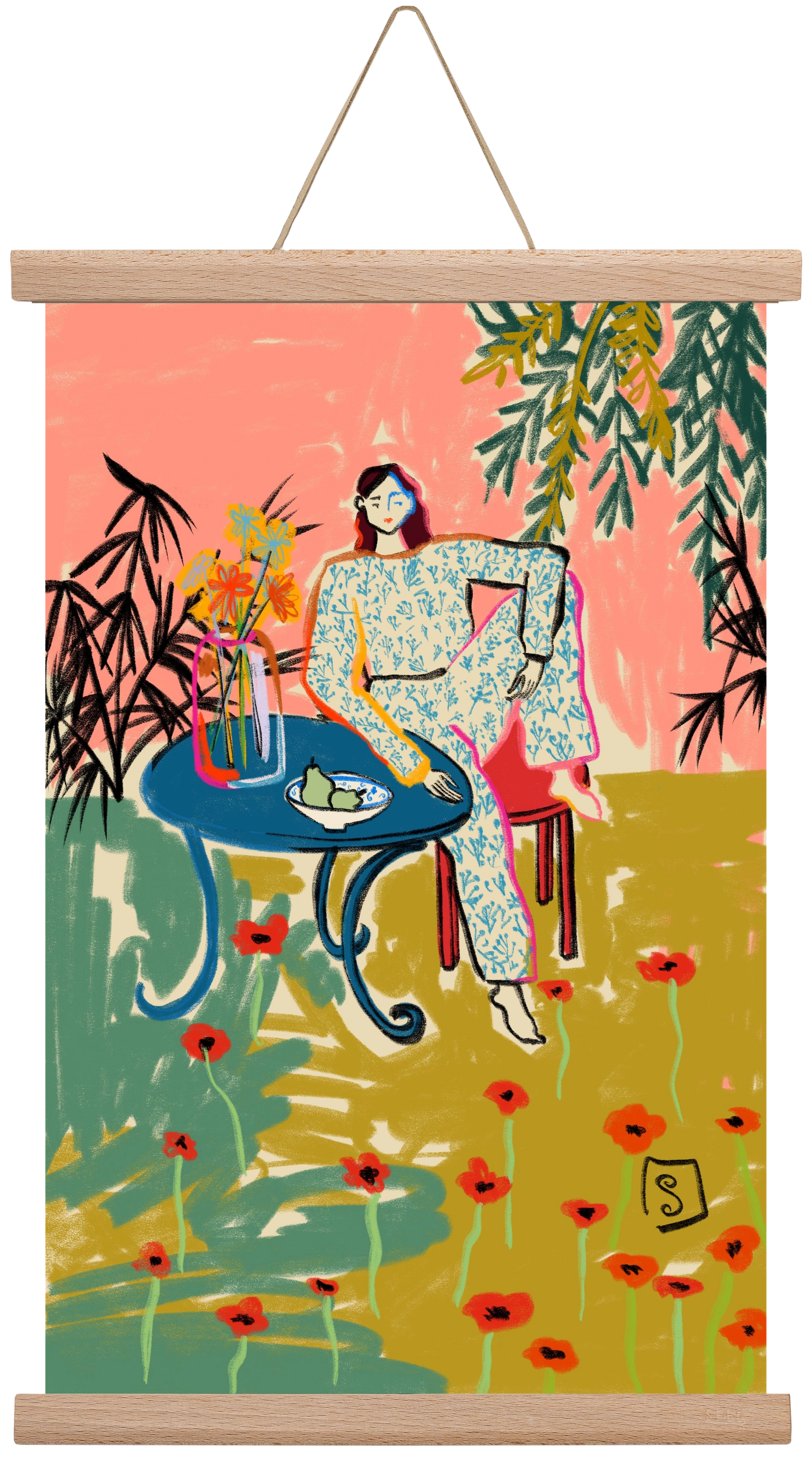 POPPY SEASON, 30x45 cm (30x45 cm), Tölgy akasztó