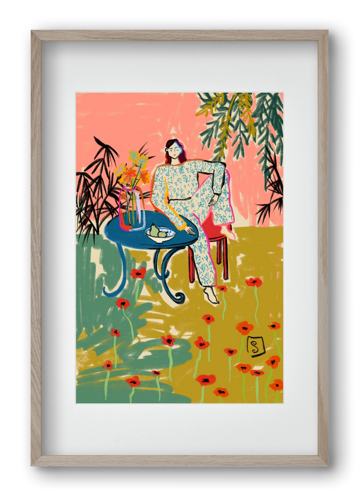 POPPY SEASON, 40x60 cm (30x45 cm), Tölgy keret, paszpartuval