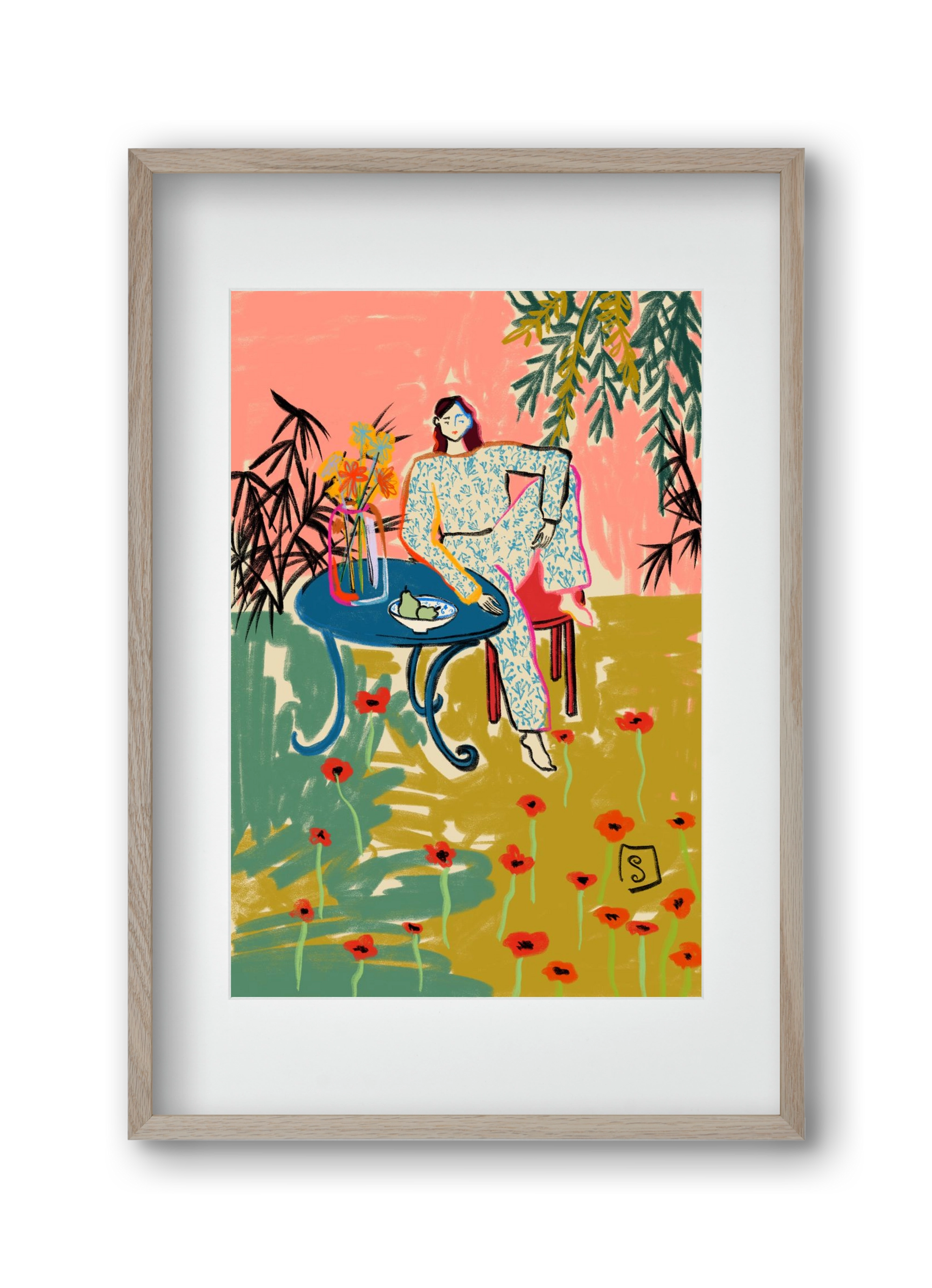 POPPY SEASON, 30x45 cm (20x30 cm), Tölgy keret, paszpartuval