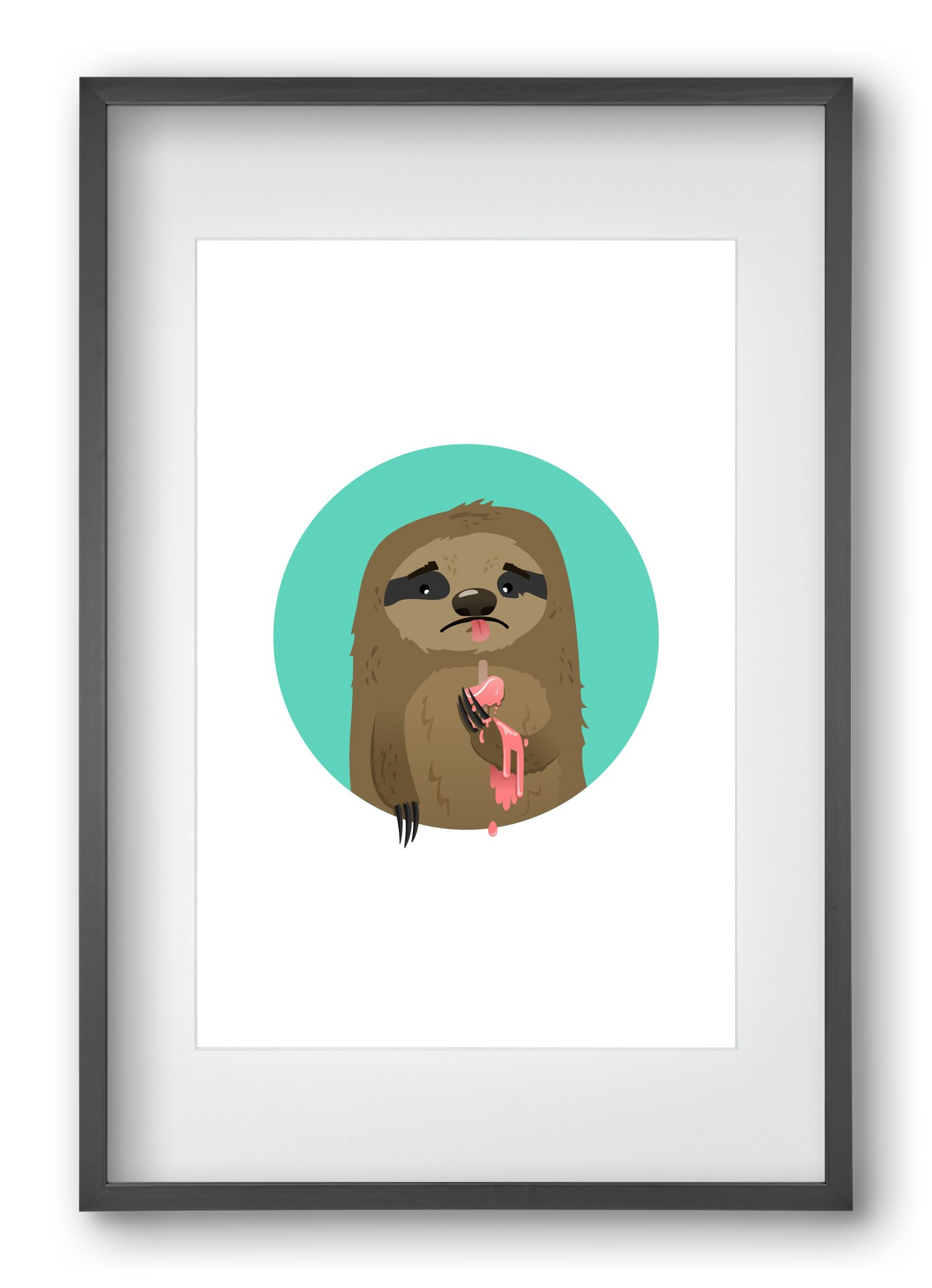 Szomorú lajhár, 40x60 cm (30x45 cm), Fekete keret, paszpartuval