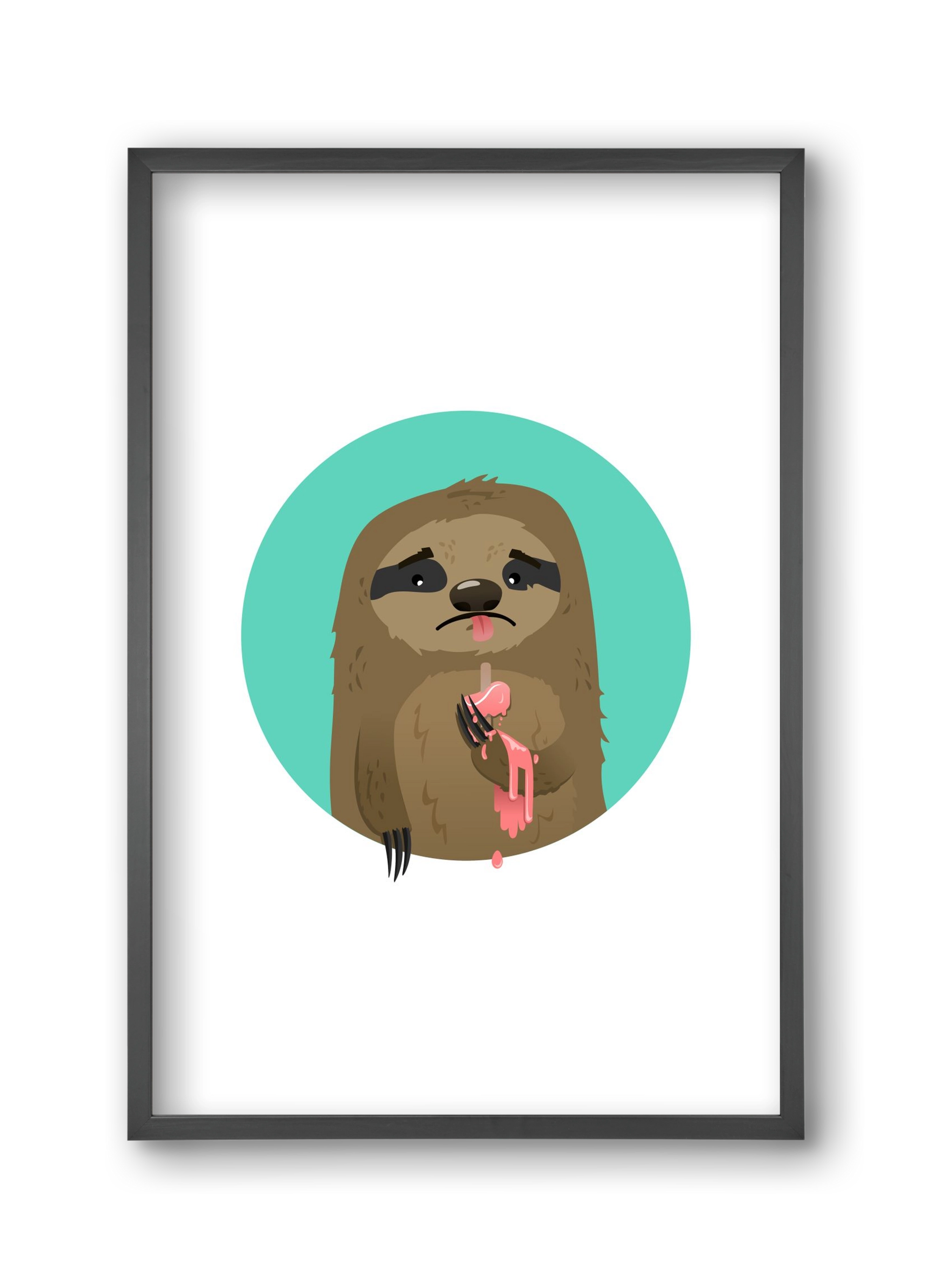 Szomorú lajhár, 30x45 cm (30x45 cm), Fekete keret