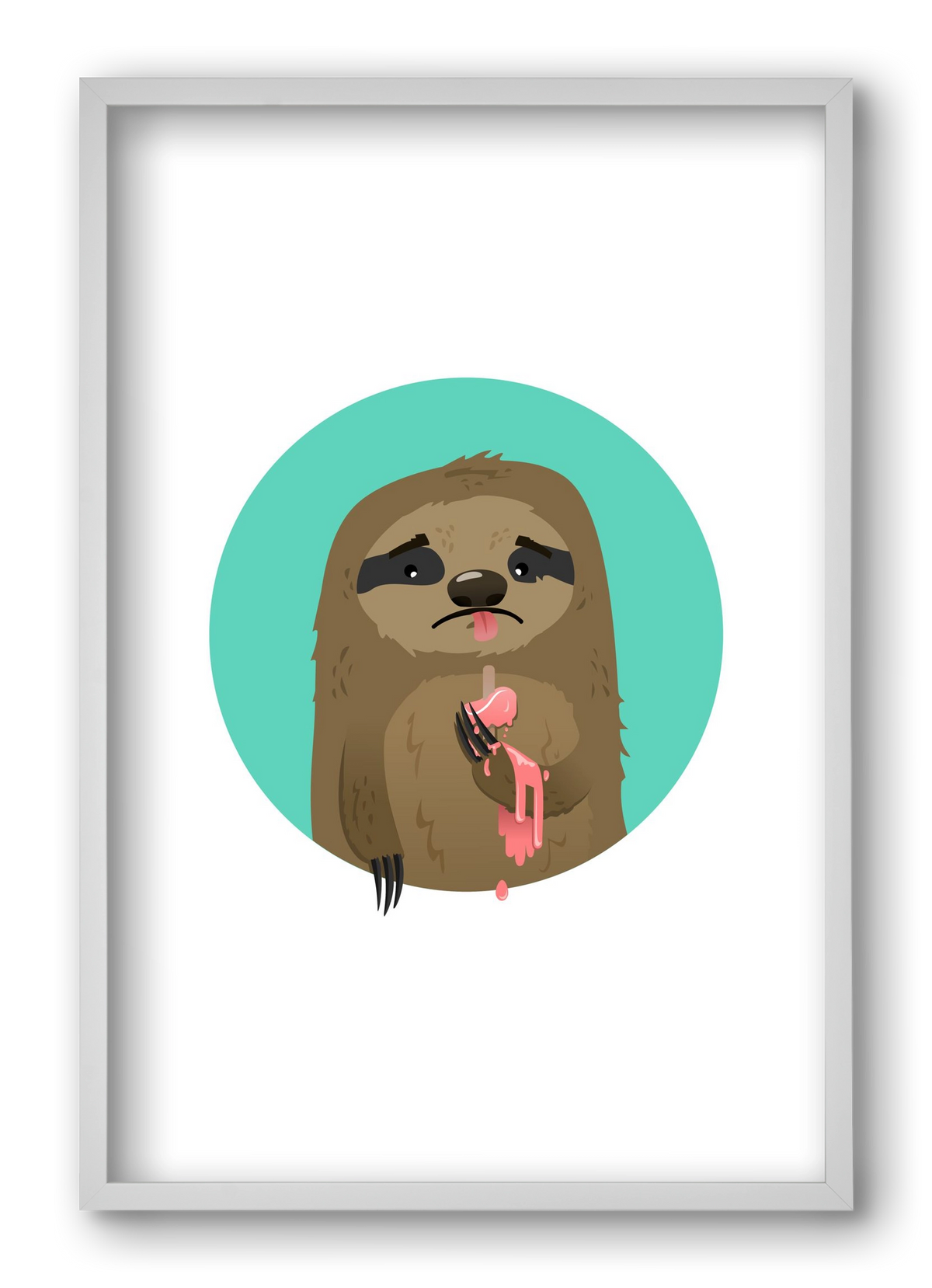 Szomorú lajhár, 40x60 cm (40x60 cm), Fehér keret