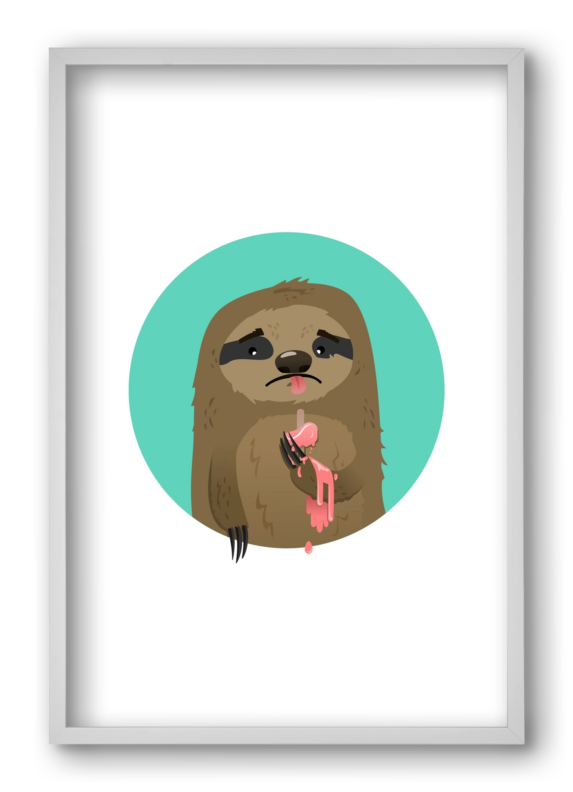 Szomorú lajhár, 40x60 cm (40x60 cm), Fehér keret