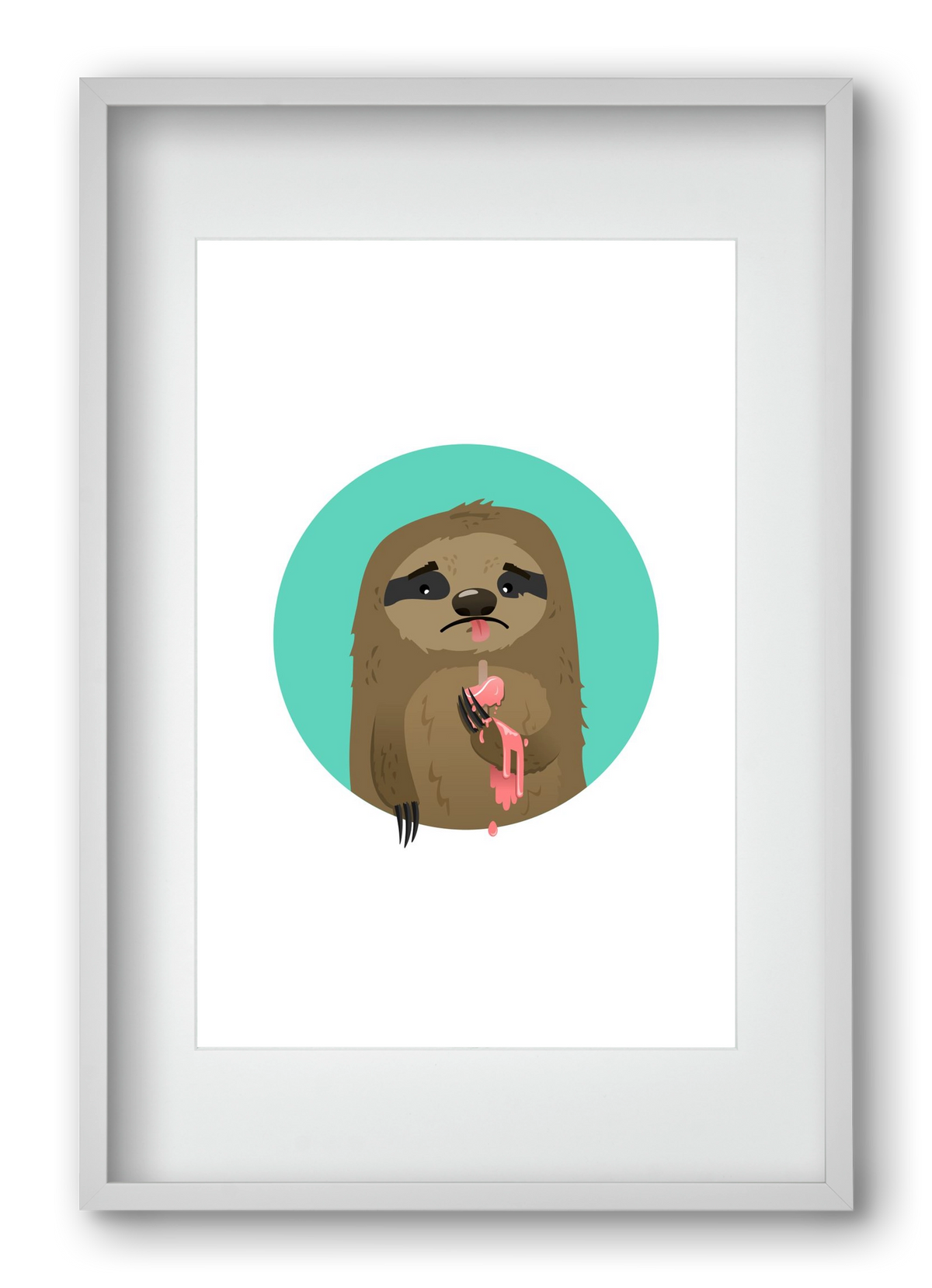 Szomorú lajhár, 40x60 cm (30x45 cm), Fehér keret, paszpartuval