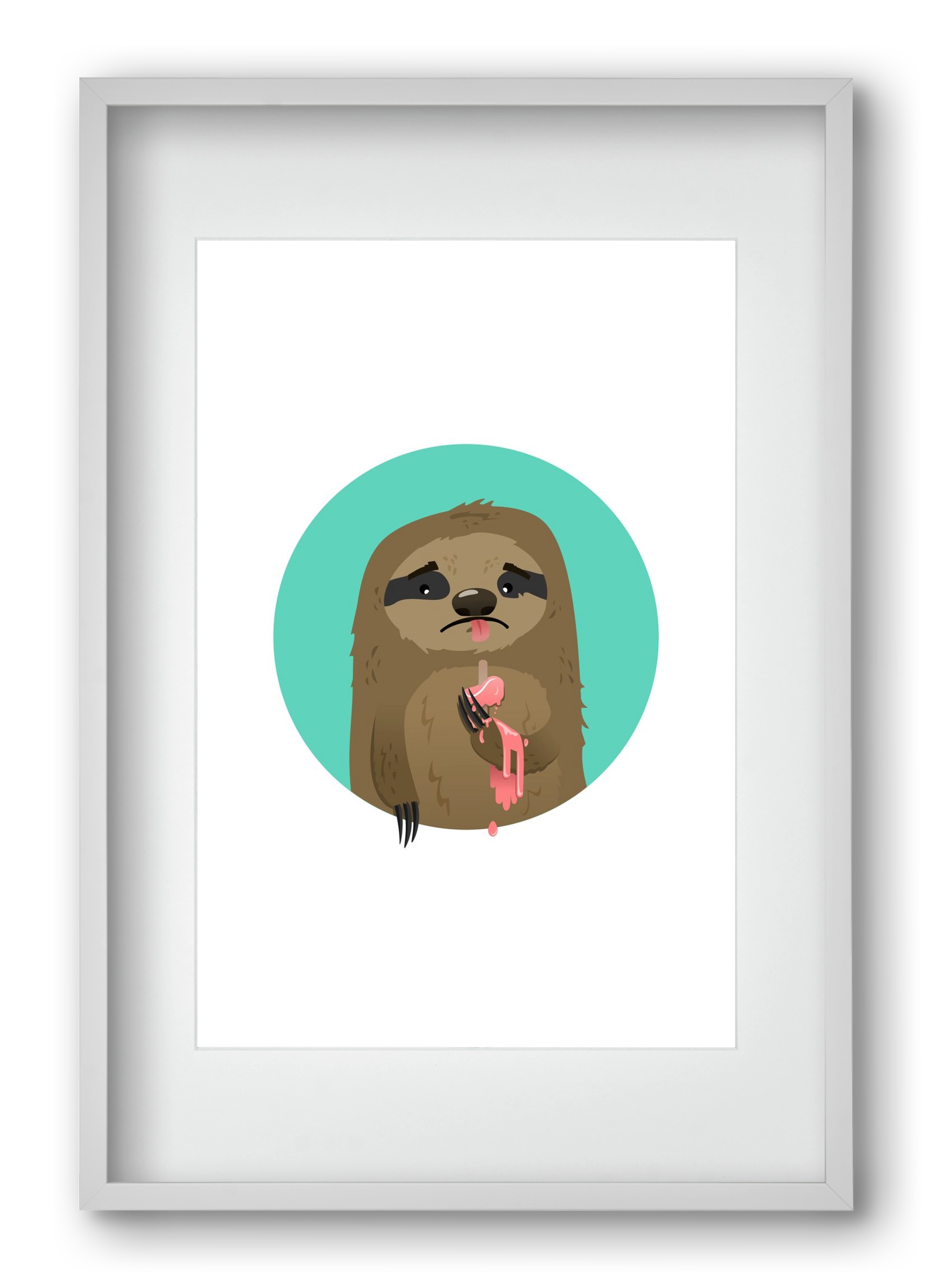 Szomorú lajhár, 40x60 cm (30x45 cm), Fehér keret, paszpartuval