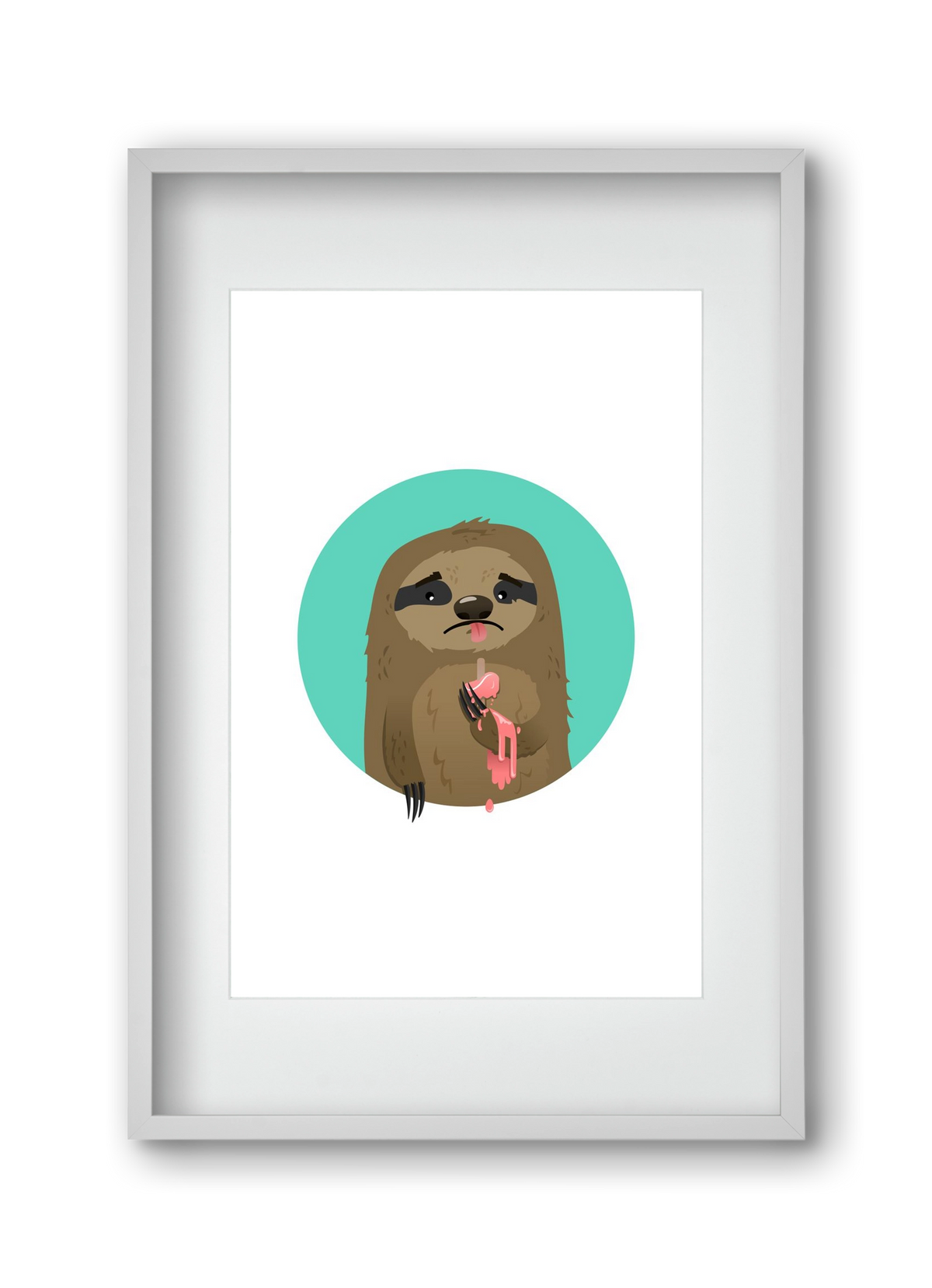 Szomorú lajhár, 30x45 cm (20x30 cm), Fehér keret, paszpartuval