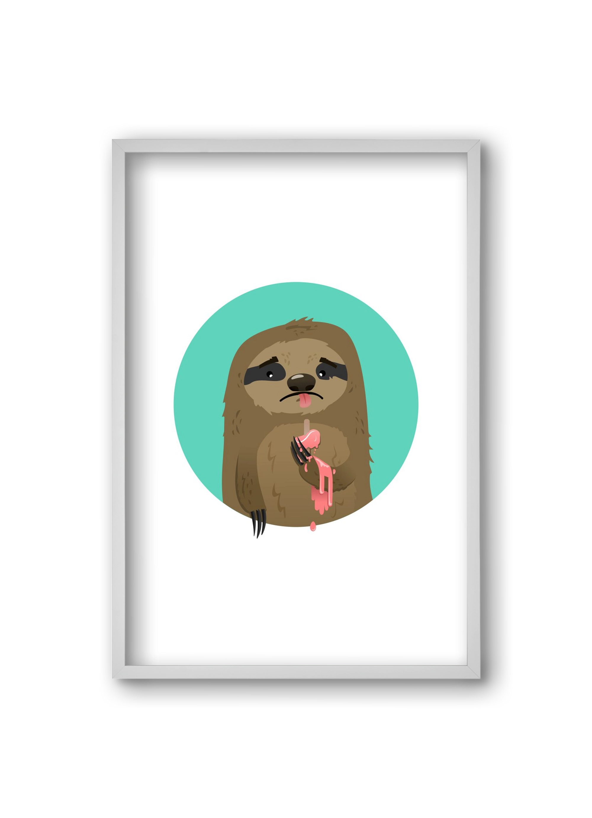 Szomorú lajhár, 20x30 cm (20x30 cm), Fehér keret