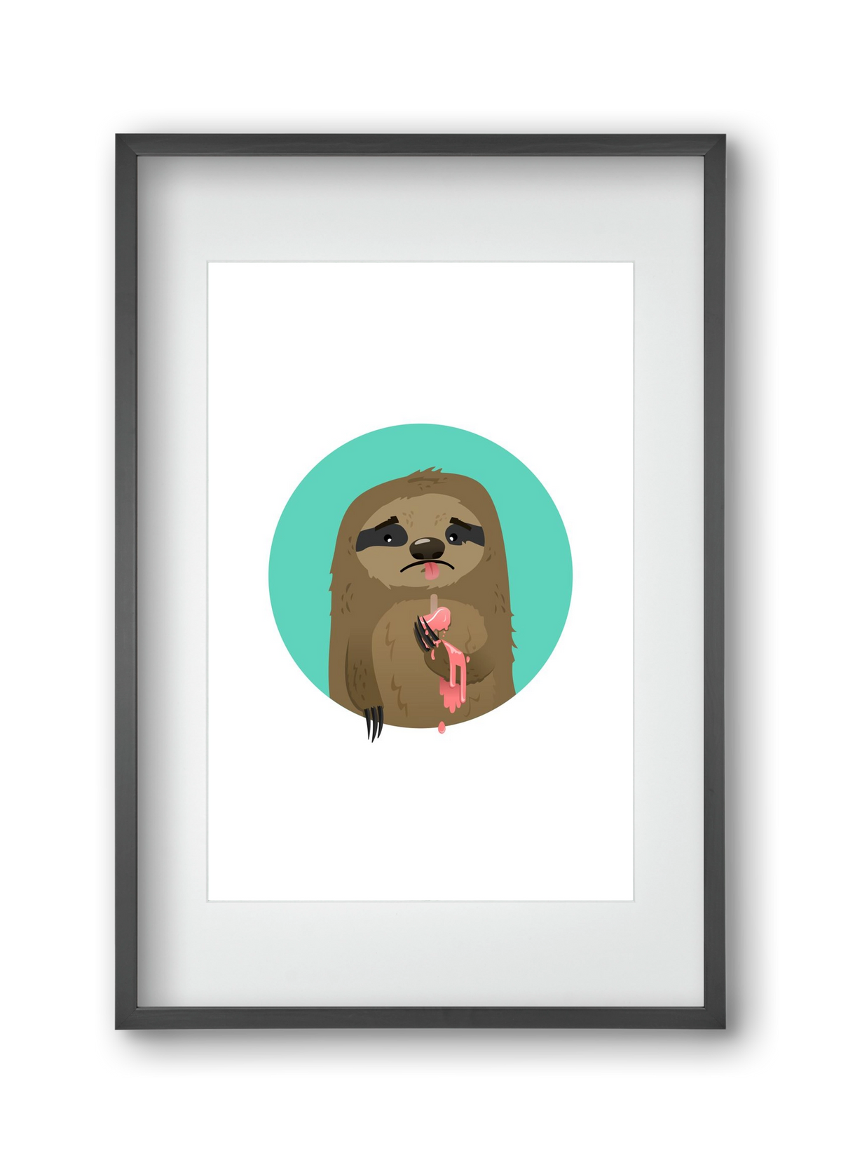 Szomorú lajhár, 30x45 cm (20x30 cm), Fekete keret, paszpartuval