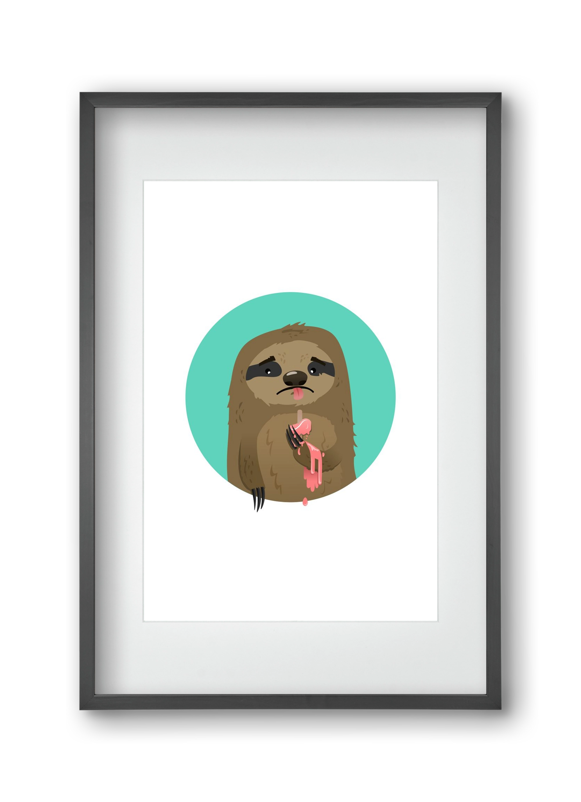 Szomorú lajhár, 30x45 cm (20x30 cm), Fekete keret, paszpartuval