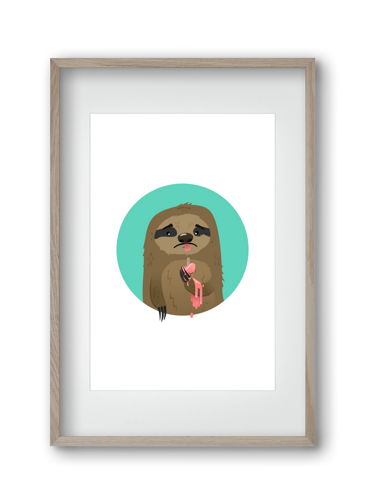 Szomorú lajhár, 30x45 cm (20x30 cm), Tölgy keret, paszpartuval