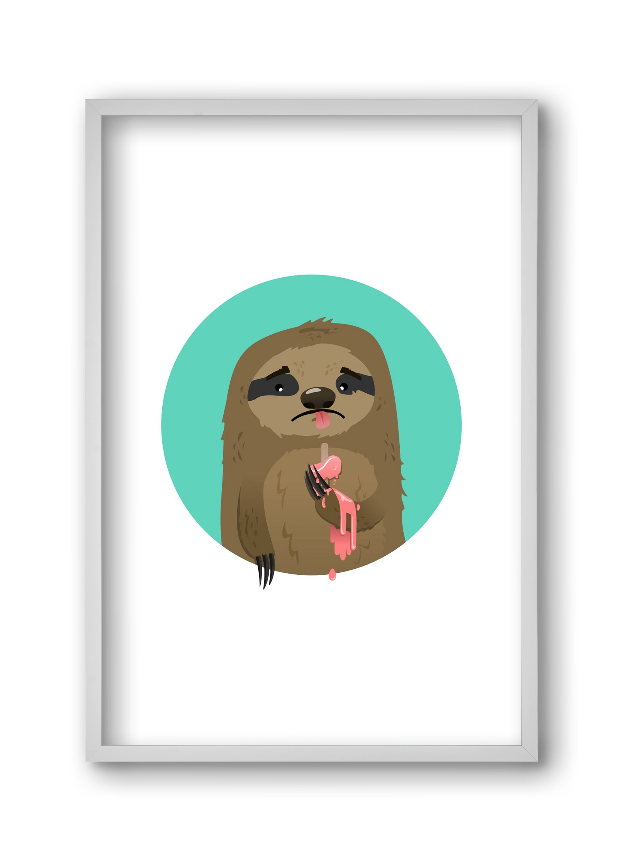 Szomorú lajhár, 30x45 cm (30x45 cm), Fehér keret