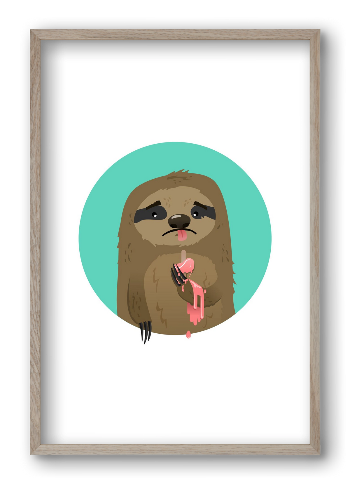 Szomorú lajhár, 40x60 cm (40x60 cm), Tölgy keret