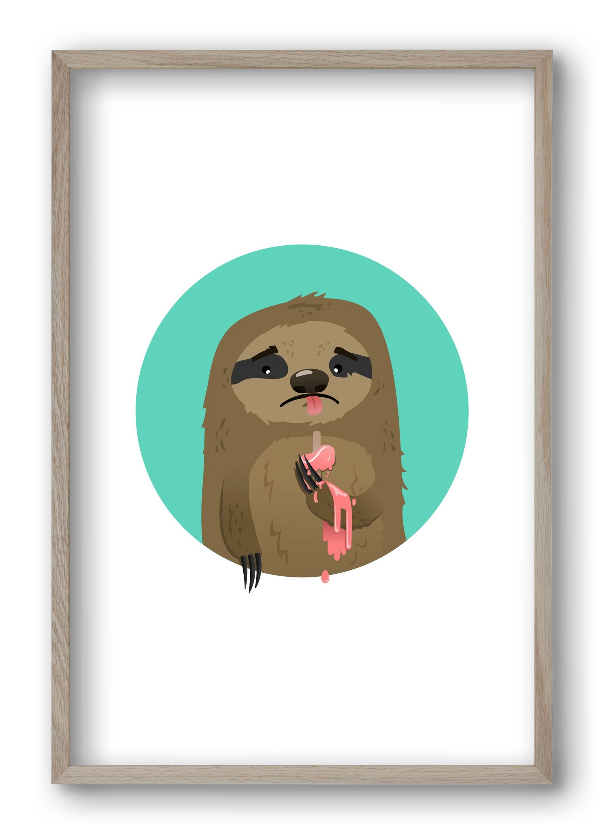 Szomorú lajhár, 40x60 cm (40x60 cm), Tölgy keret