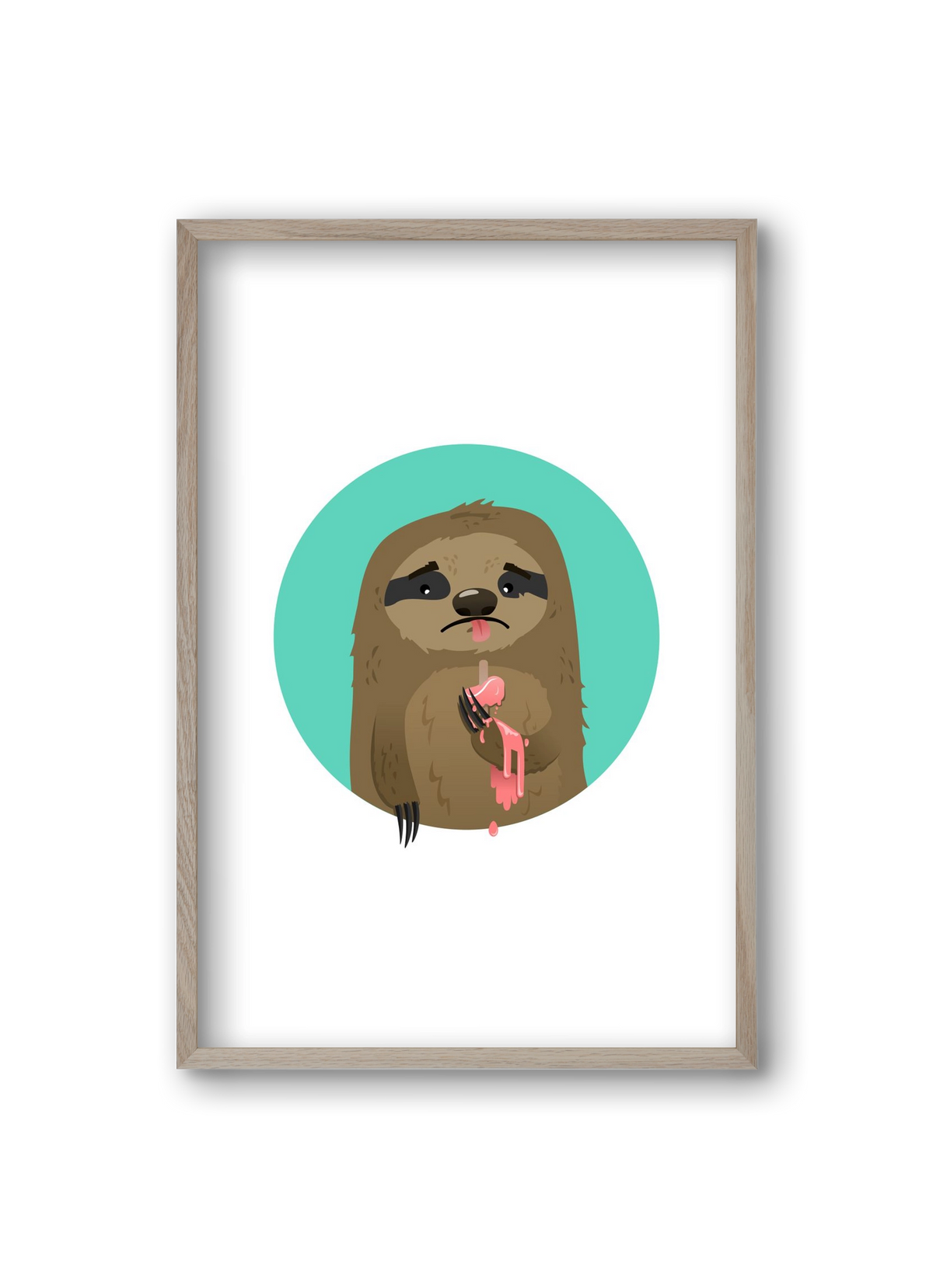 Szomorú lajhár, 20x30 cm (20x30 cm), Tölgy keret