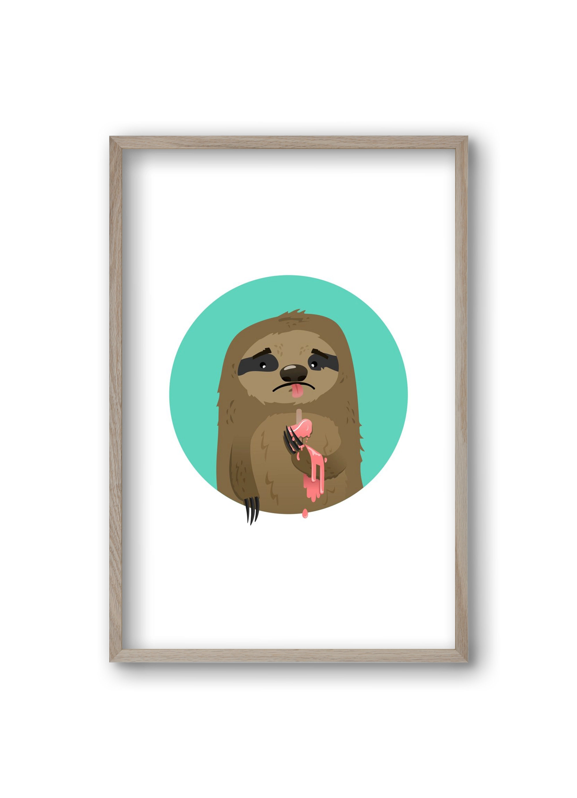 Szomorú lajhár, 20x30 cm (20x30 cm), Tölgy keret