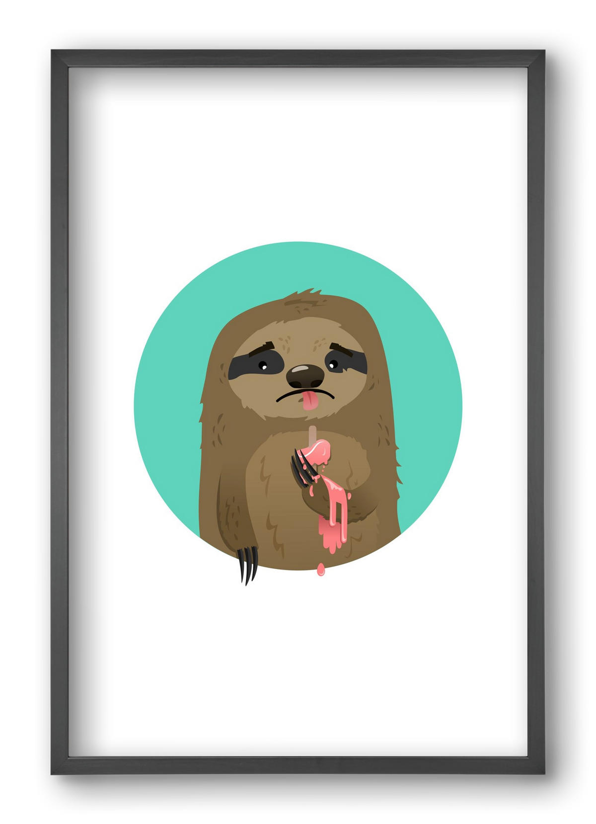 Szomorú lajhár, 40x60 cm (40x60 cm), Fekete keret