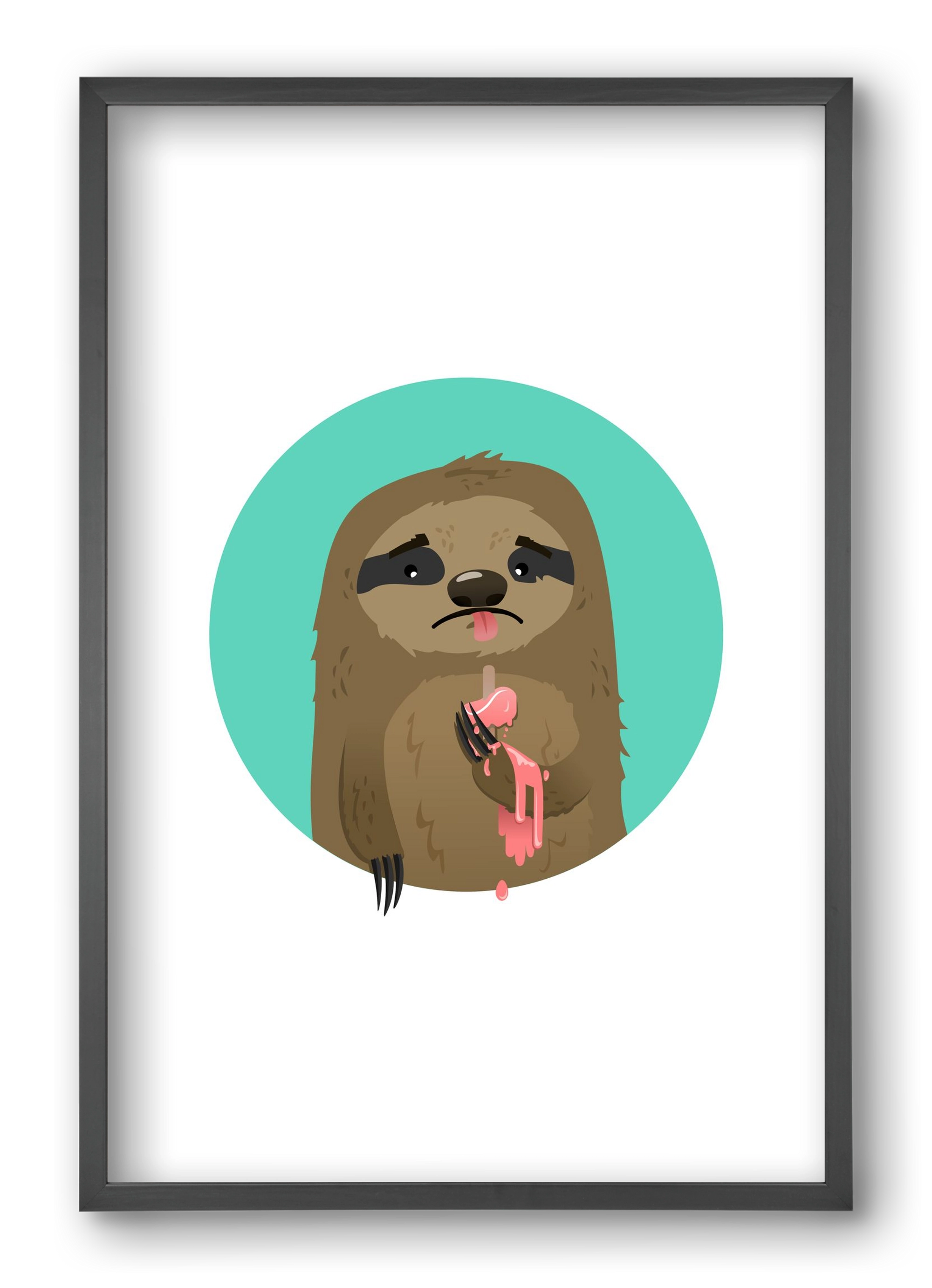 Szomorú lajhár, 40x60 cm (40x60 cm), Fekete keret