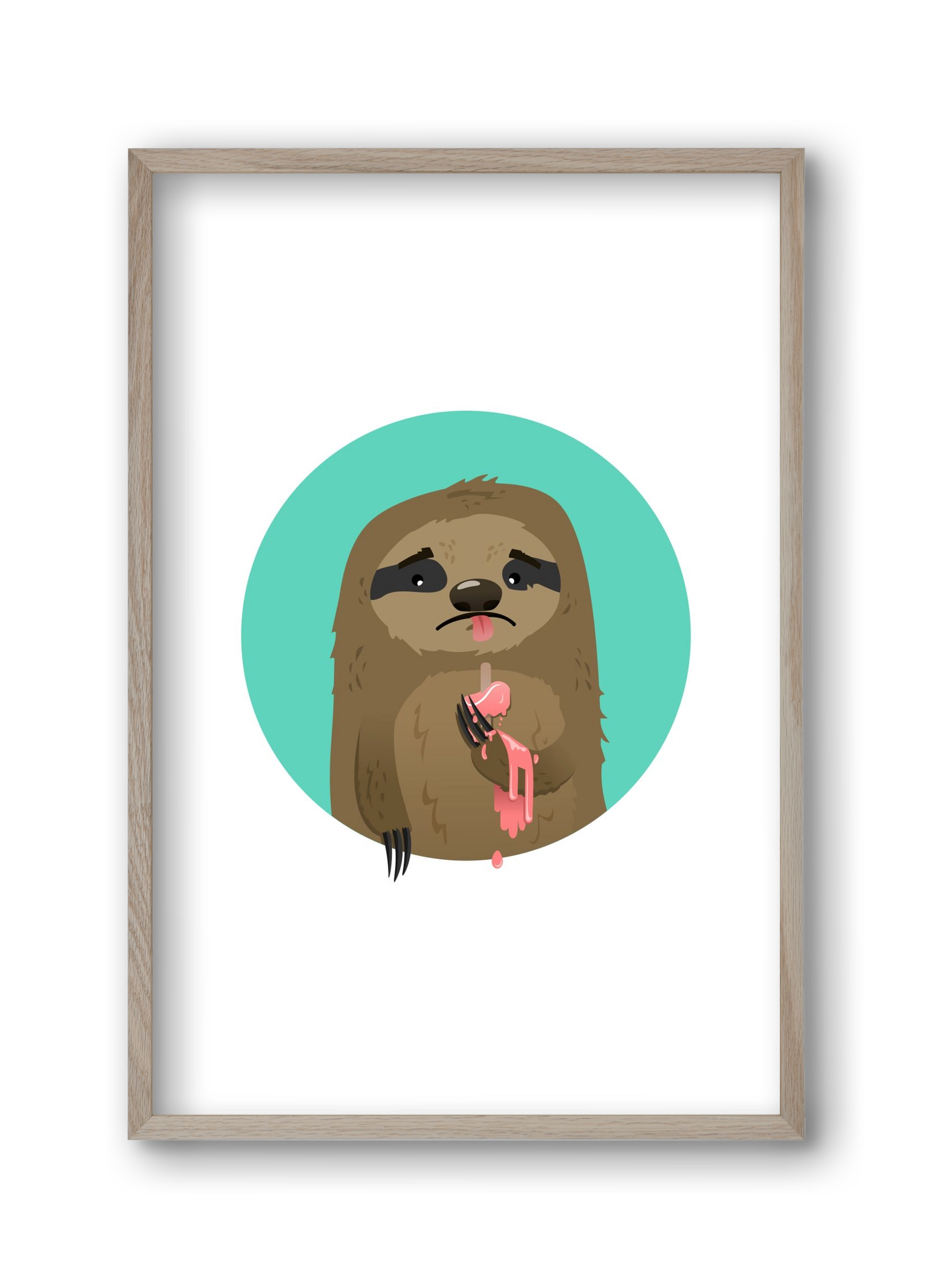 Szomorú lajhár, 30x45 cm (30x45 cm), Tölgy keret