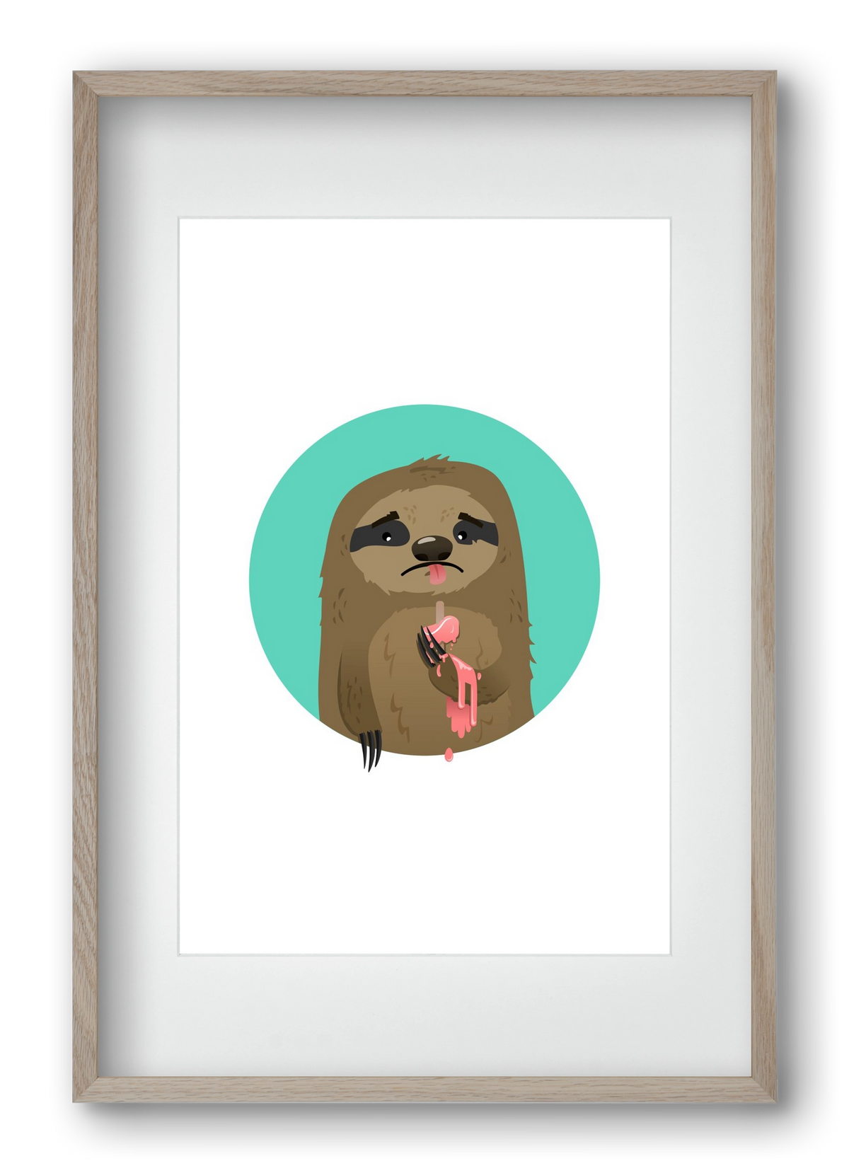 Szomorú lajhár, 40x60 cm (30x45 cm), Tölgy keret, paszpartuval