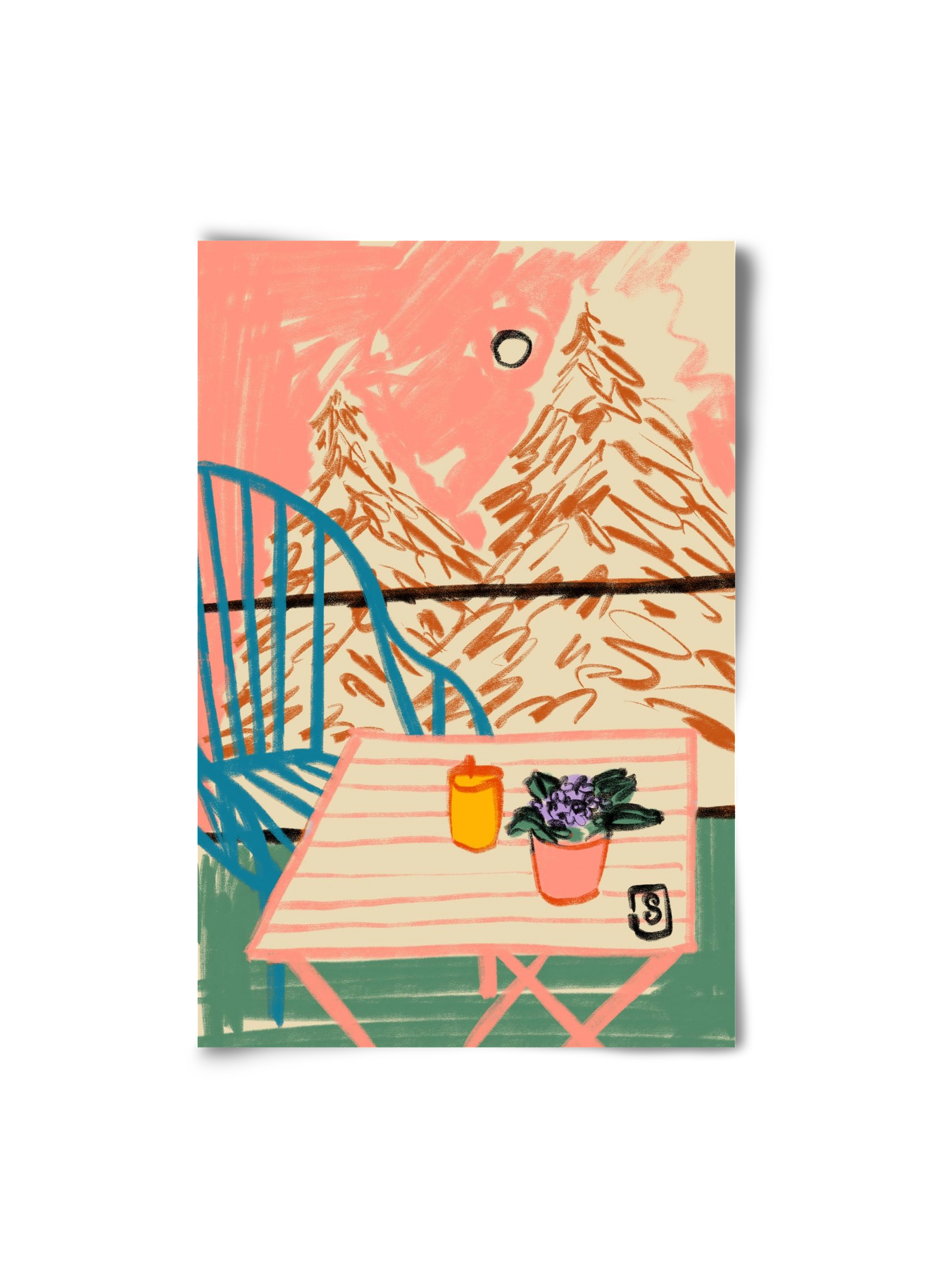 EVENING ON A TERRACE, 20x30 cm, Keret nélkül