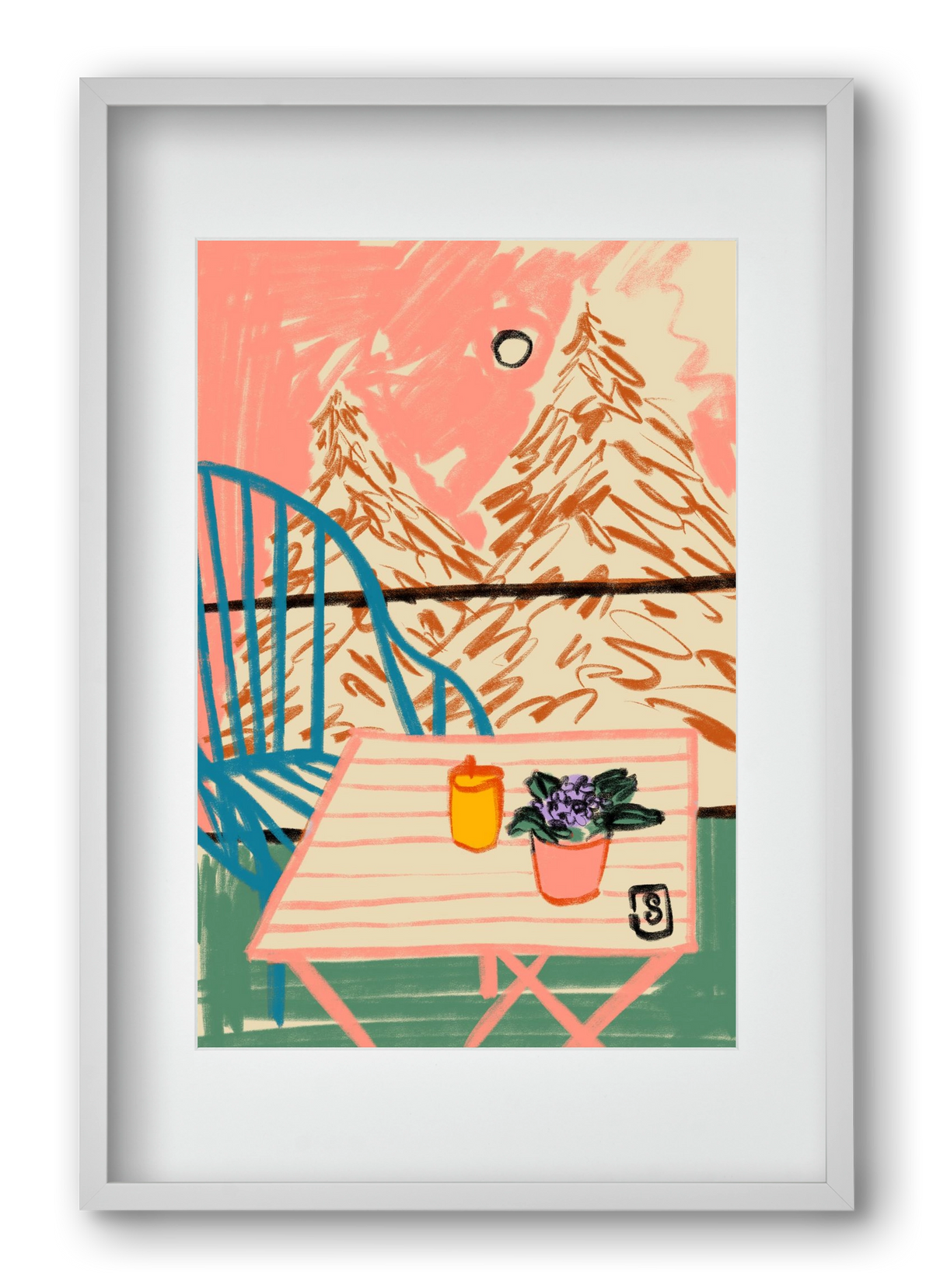 EVENING ON A TERRACE, 40x60 cm (30x45 cm), Fehér keret, paszpartuval