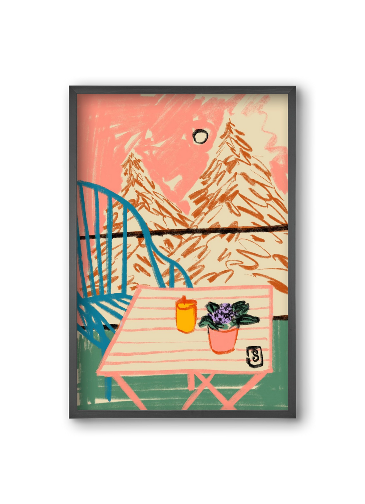 EVENING ON A TERRACE, 20x30 cm (20x30 cm), Fekete keret