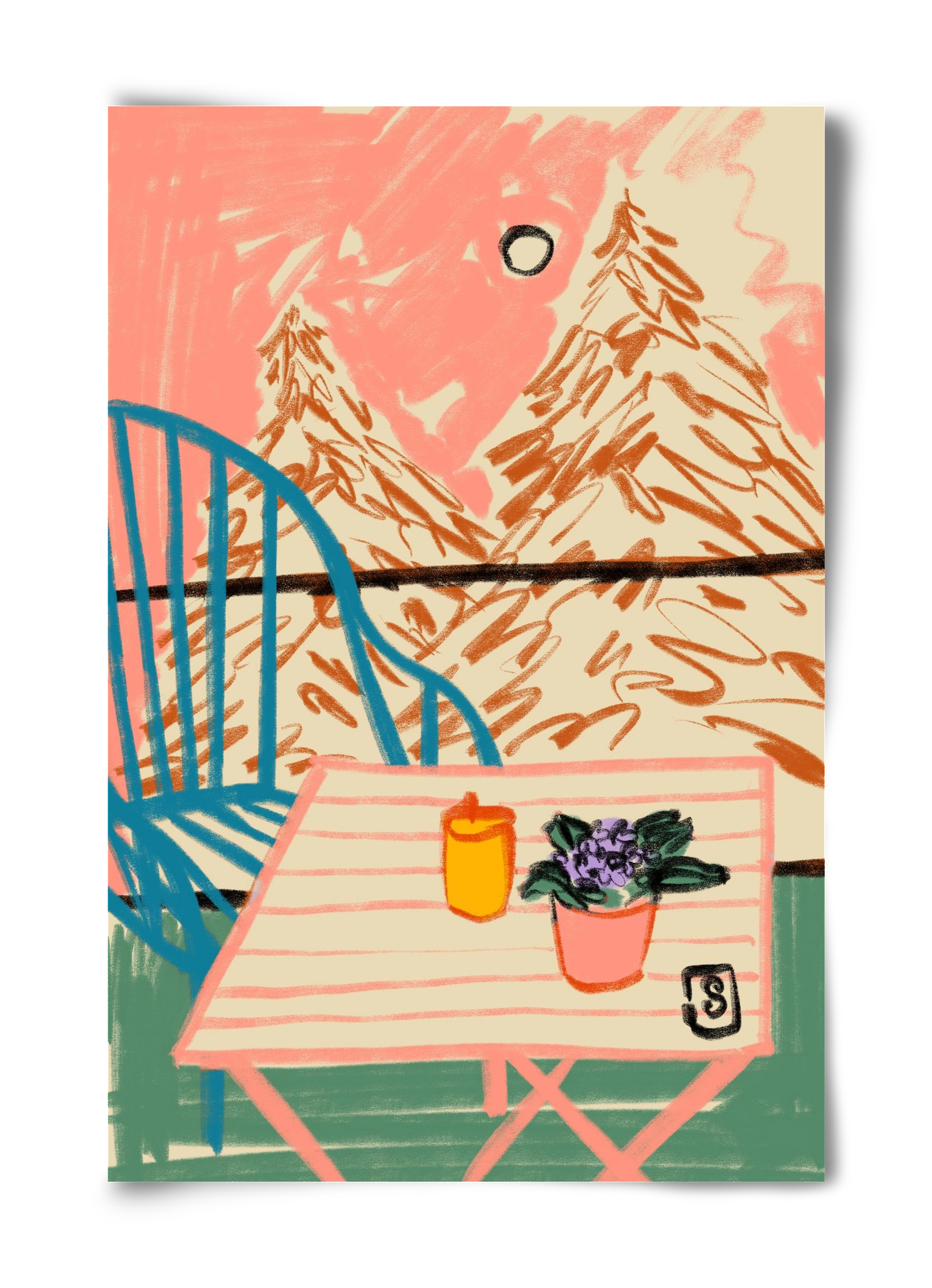 EVENING ON A TERRACE, 40x60 cm, Keret nélkül