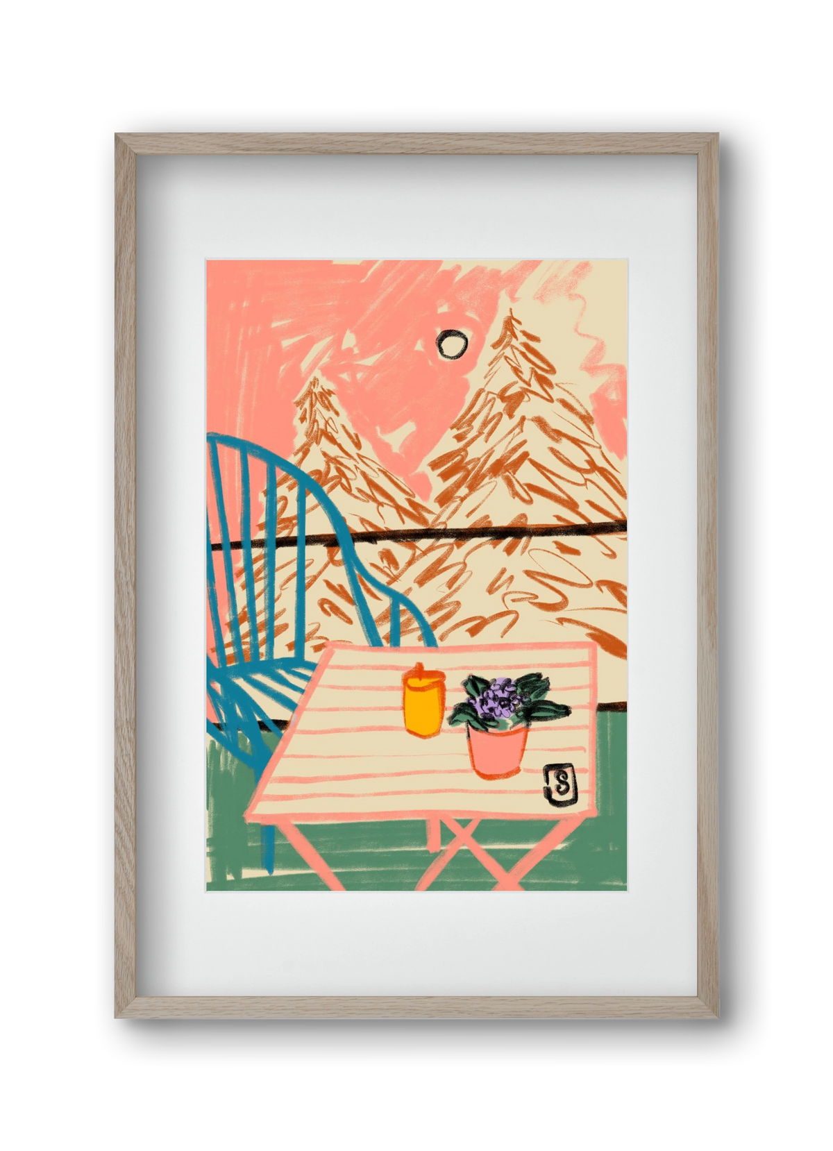 EVENING ON A TERRACE, 30x45 cm (20x30 cm), Tölgy keret, paszpartuval