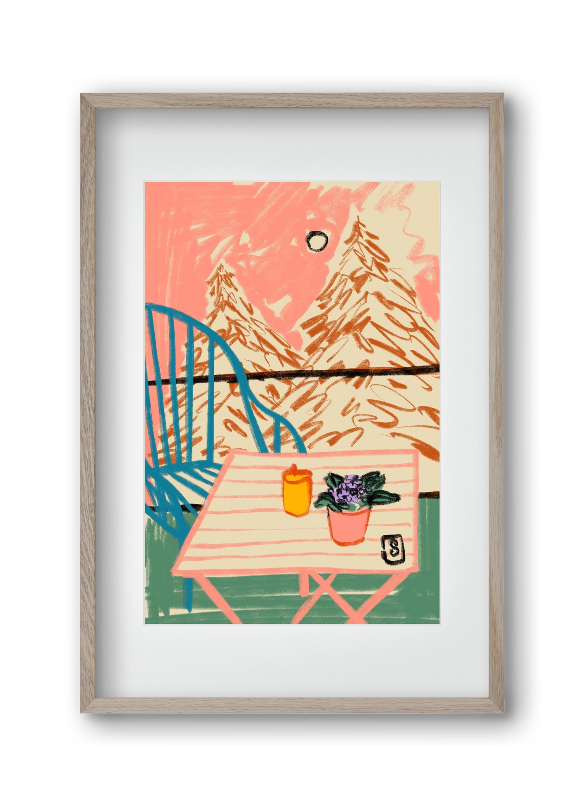 EVENING ON A TERRACE, 30x45 cm (20x30 cm), Tölgy keret, paszpartuval