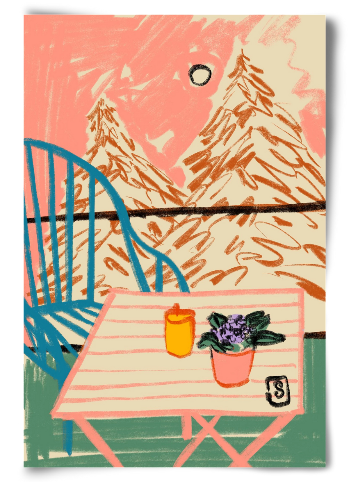 EVENING ON A TERRACE, 60x90 cm, Keret nélkül