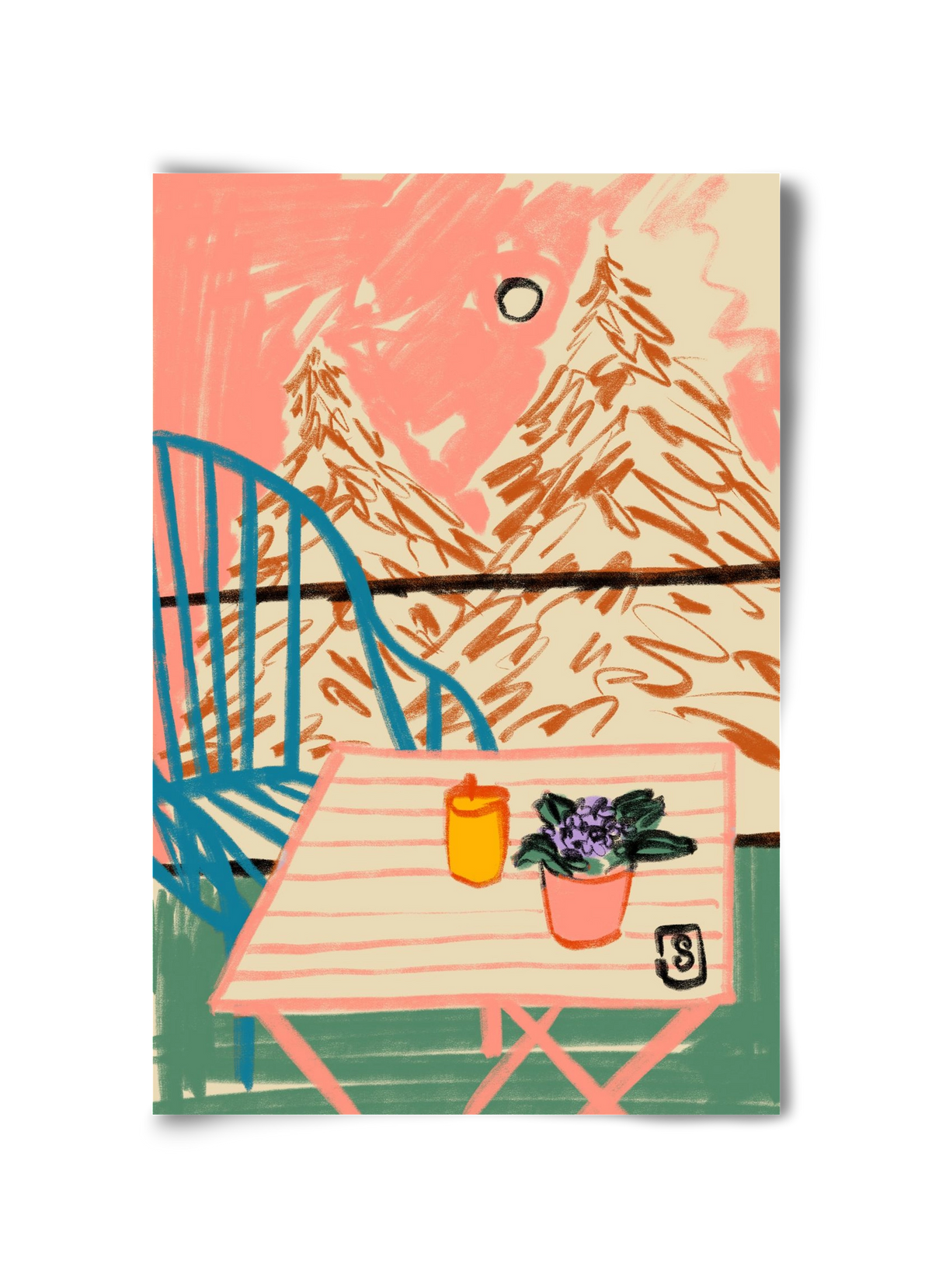 EVENING ON A TERRACE, 30x45 cm, Keret nélkül