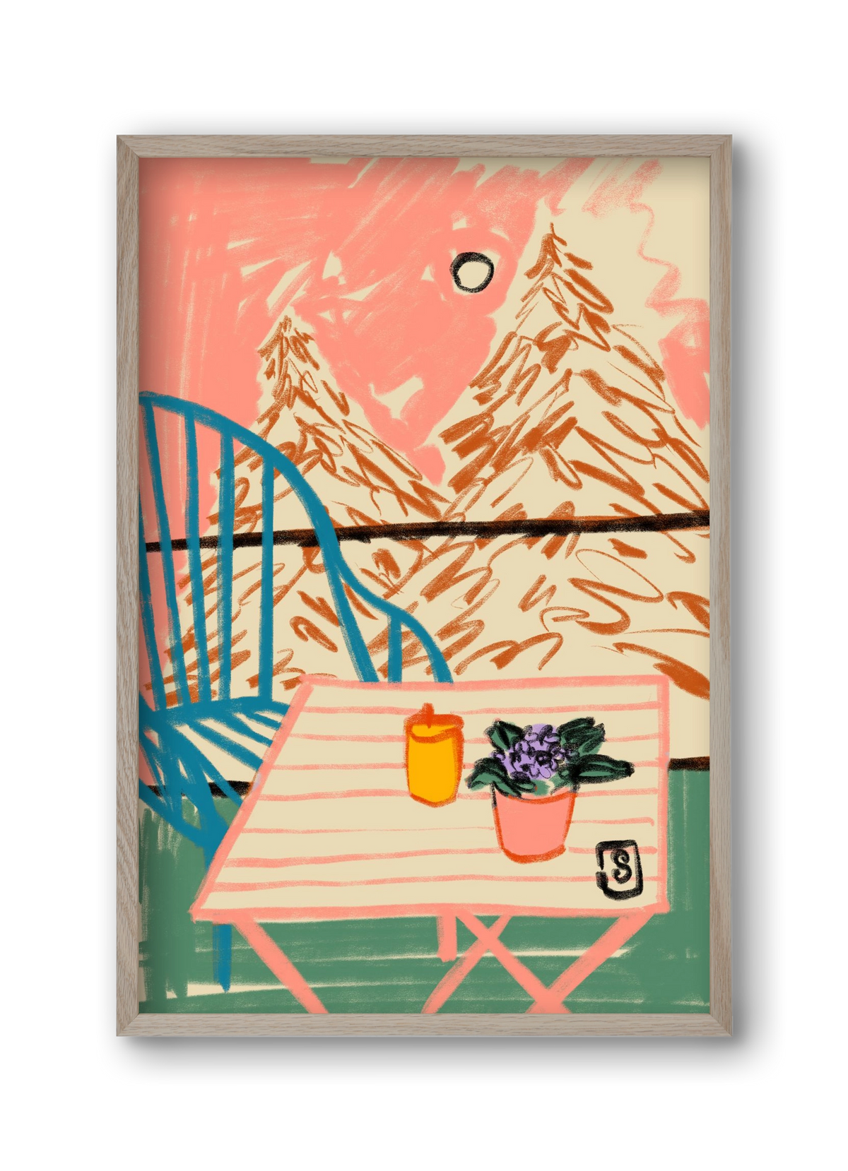 EVENING ON A TERRACE, 30x45 cm (30x45 cm), Tölgy keret