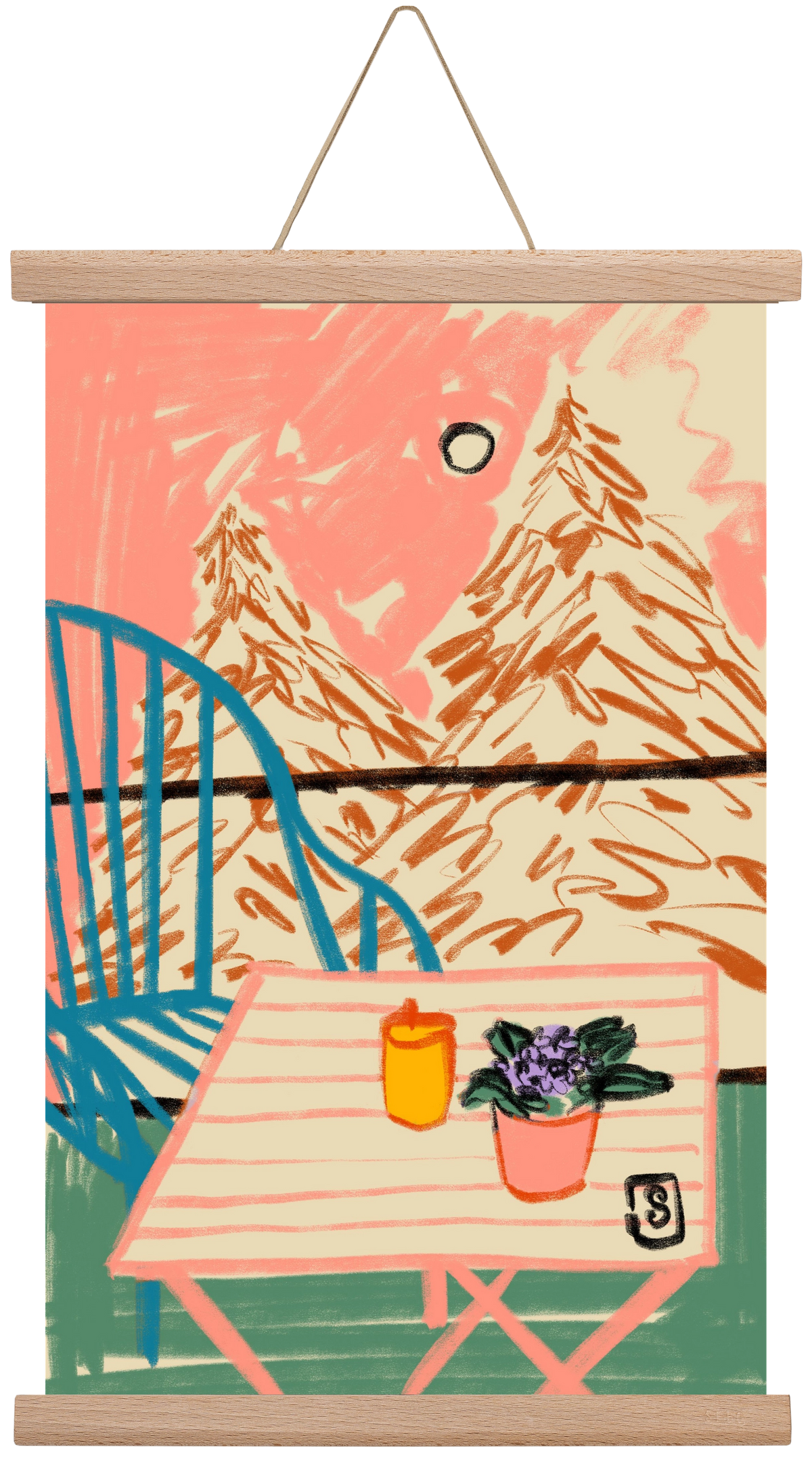 EVENING ON A TERRACE, 30x45 cm (30x45 cm), Tölgy akasztó