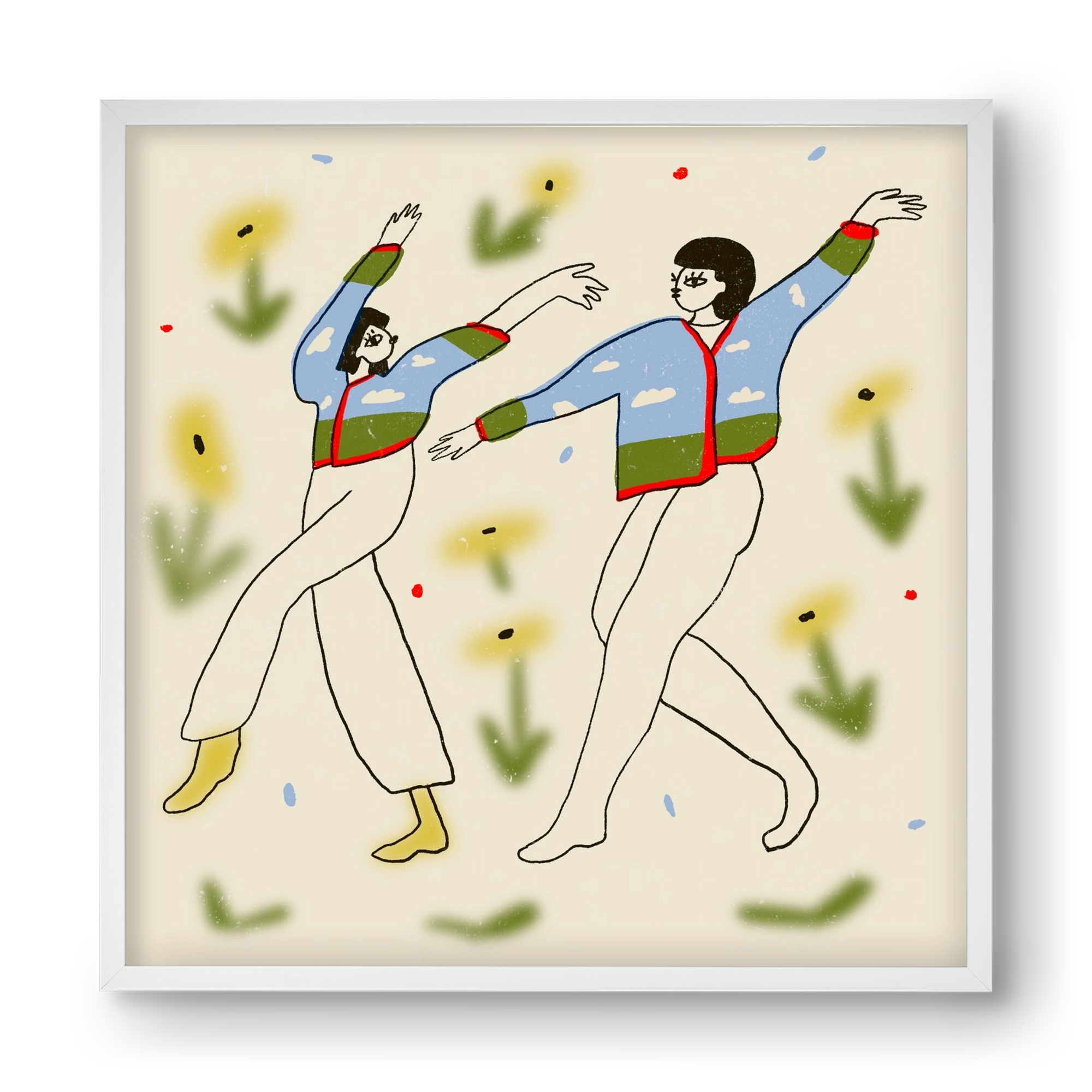 Spring dance, 40x40 cm (40x40 cm), Fehér keret