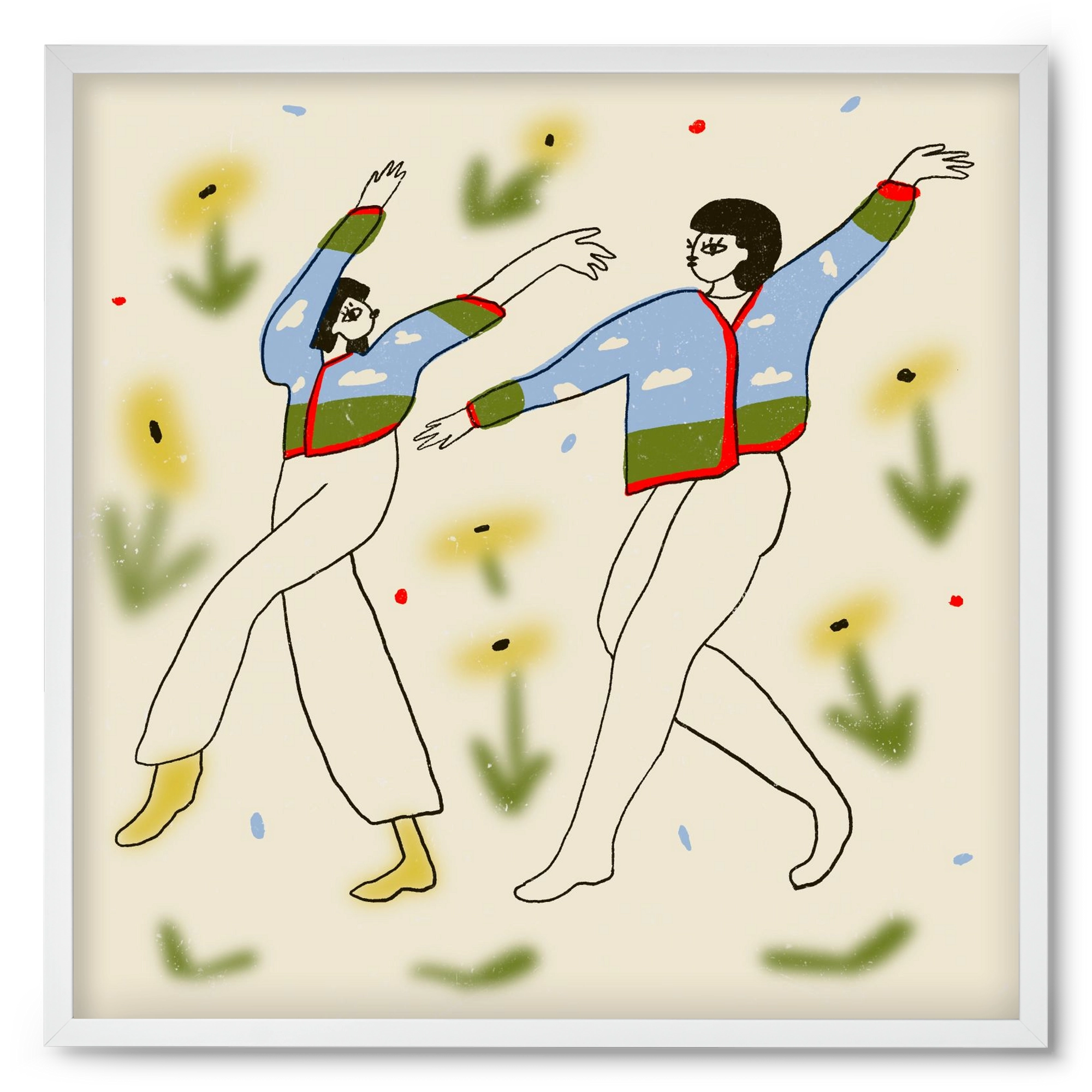 Spring dance, 50x50 cm (50x50 cm), Fehér keret