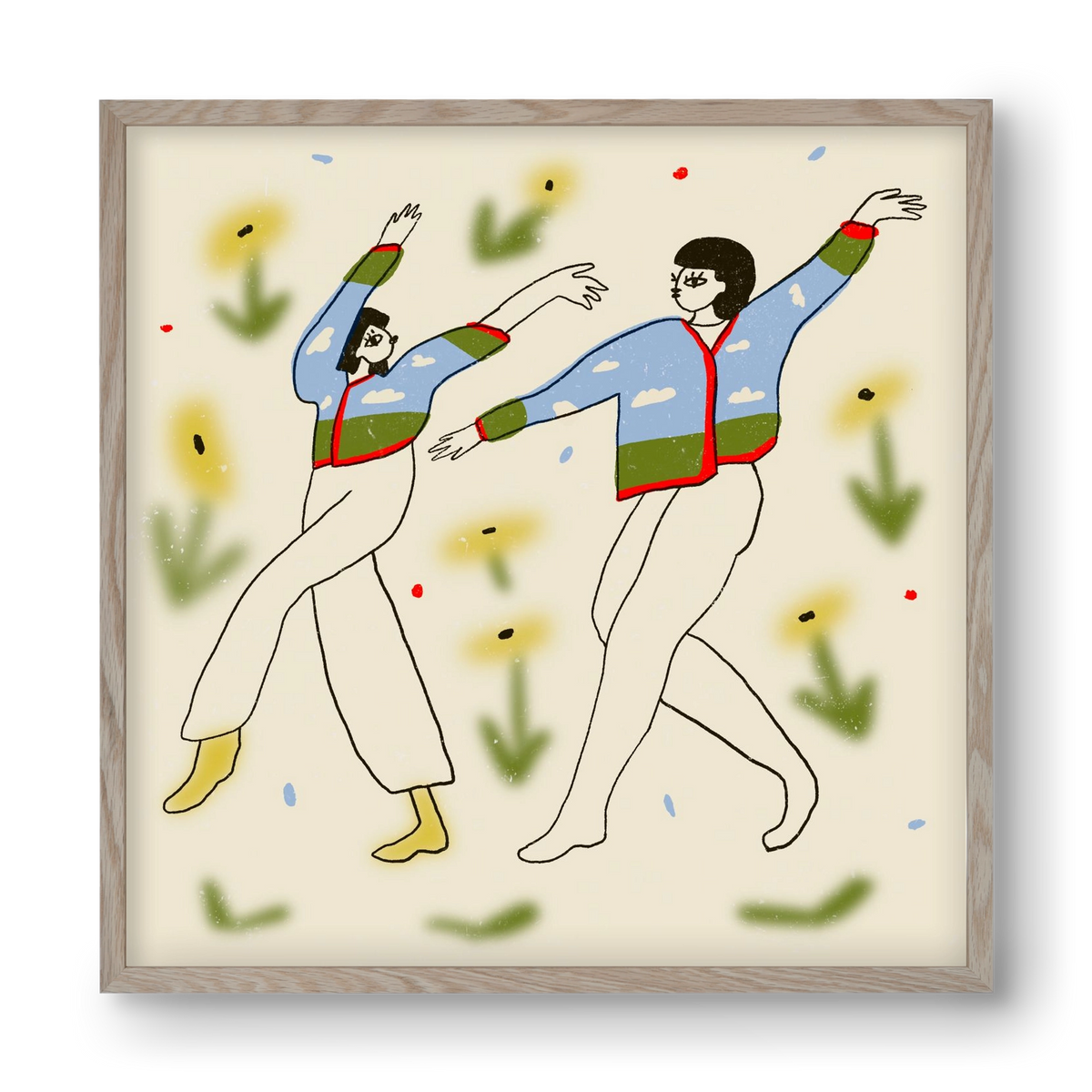 Spring dance, 40x40 cm (40x40 cm), Tölgy keret