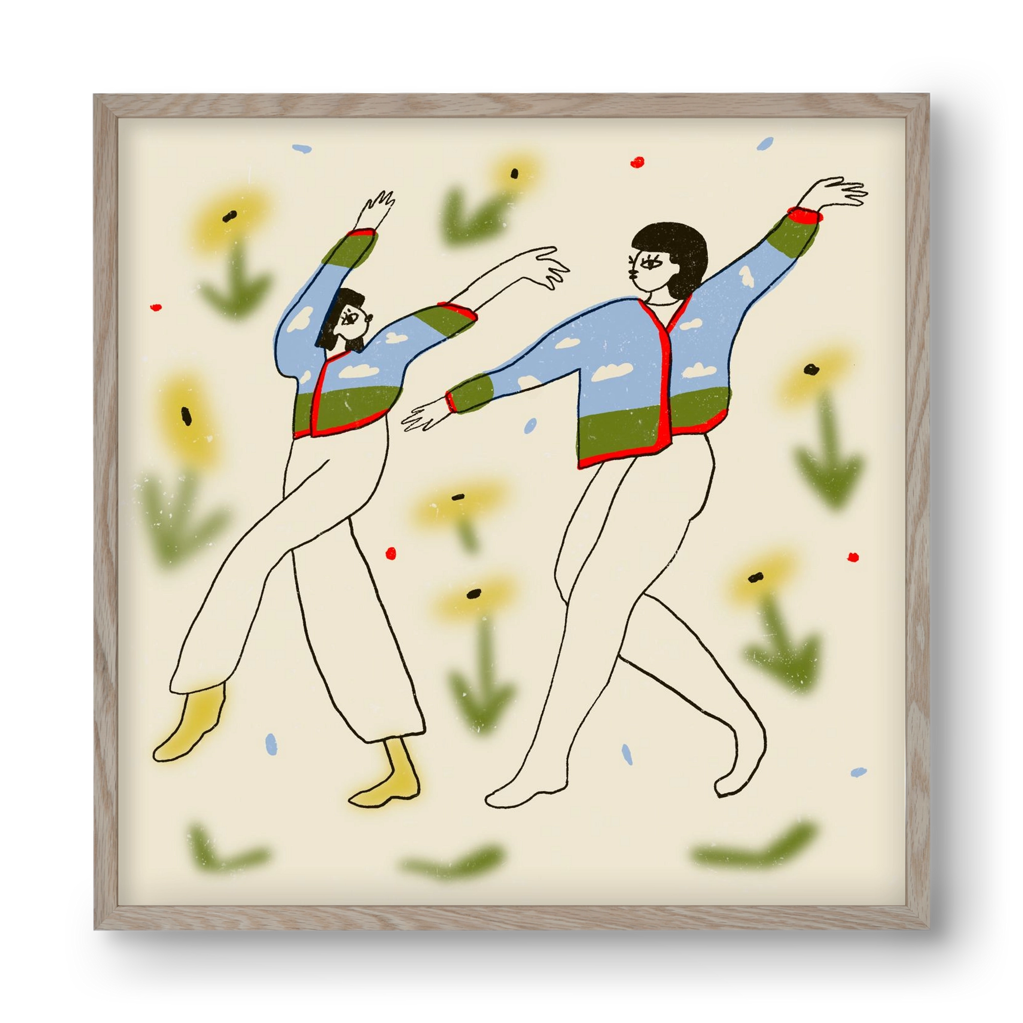 Spring dance, 40x40 cm (40x40 cm), Tölgy keret