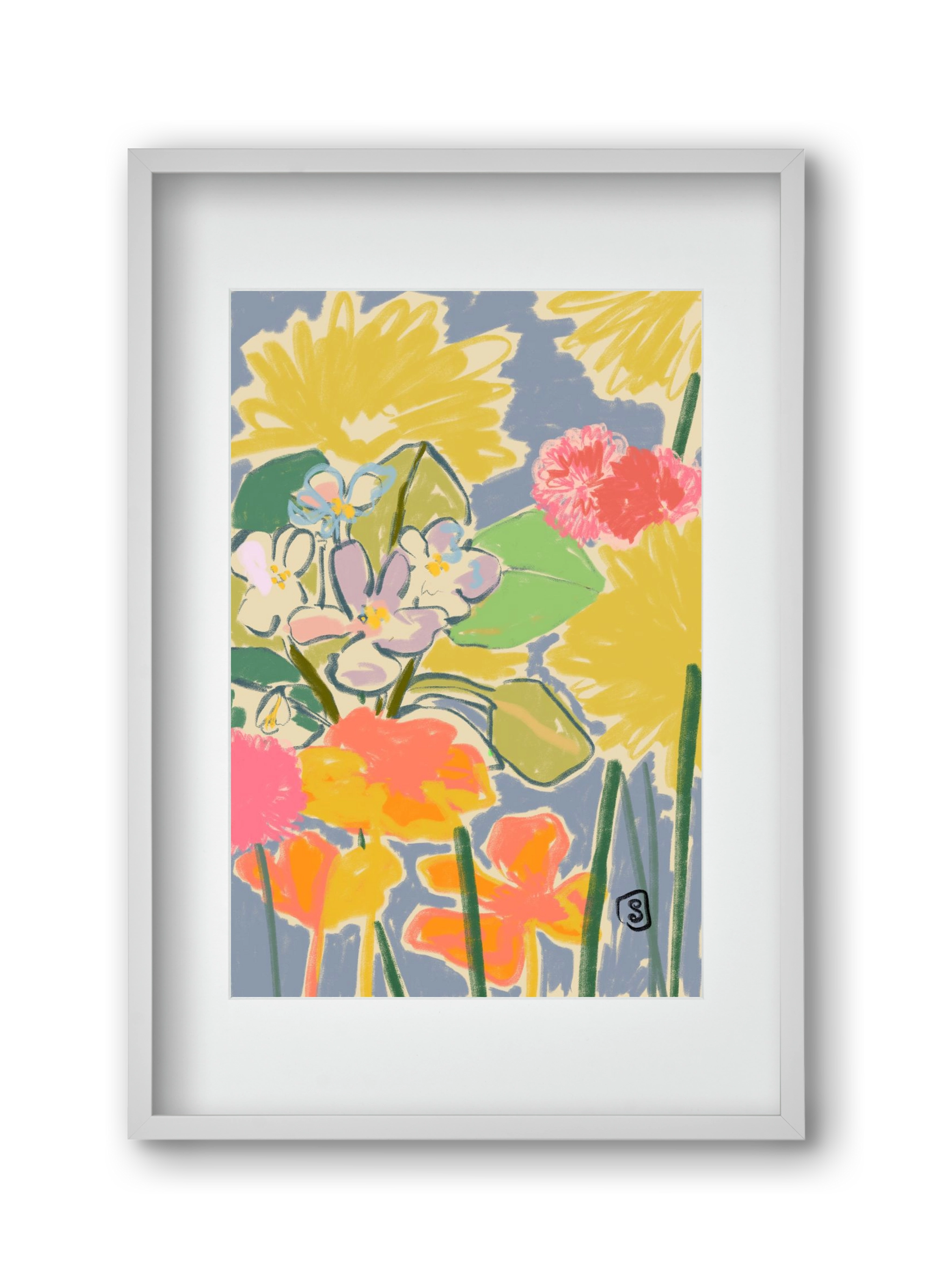 MORNING GARDEN, 30x45 cm (20x30 cm), Fehér keret, paszpartuval