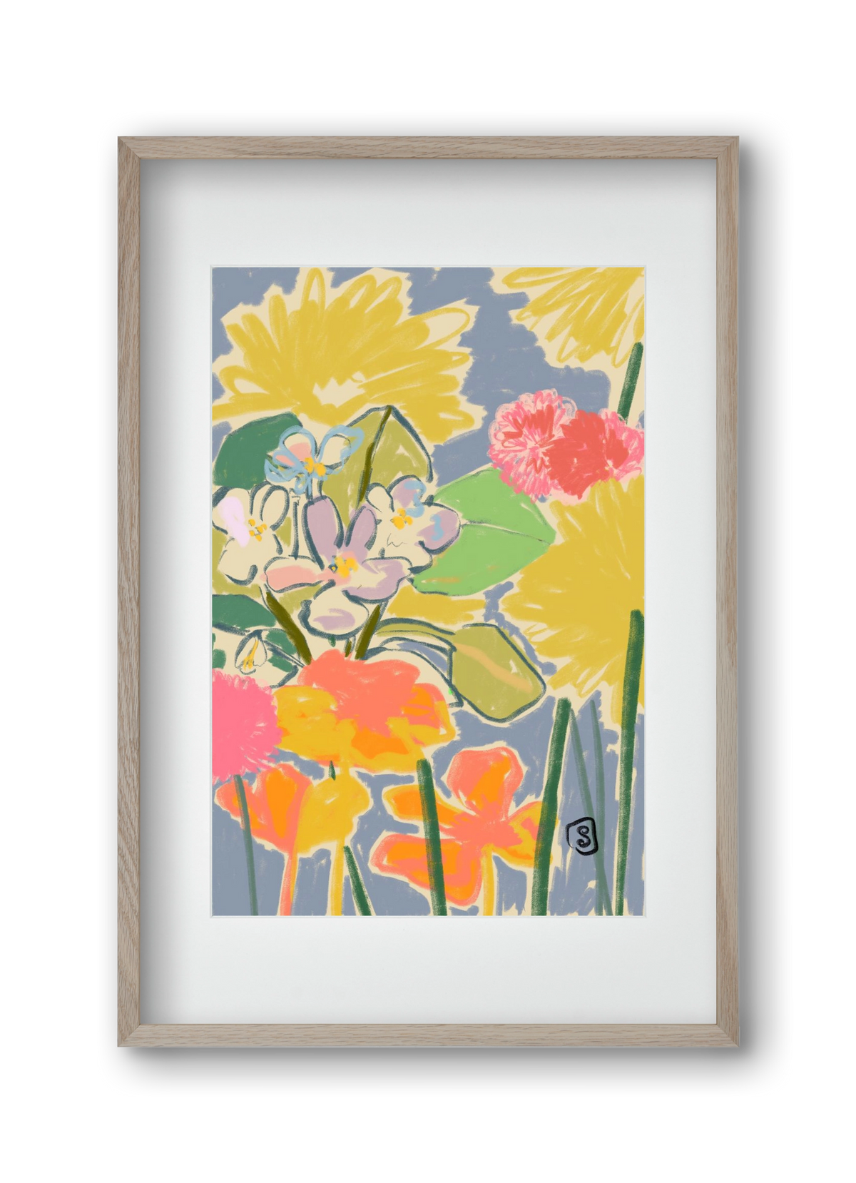 MORNING GARDEN, 30x45 cm (20x30 cm), Tölgy keret, paszpartuval