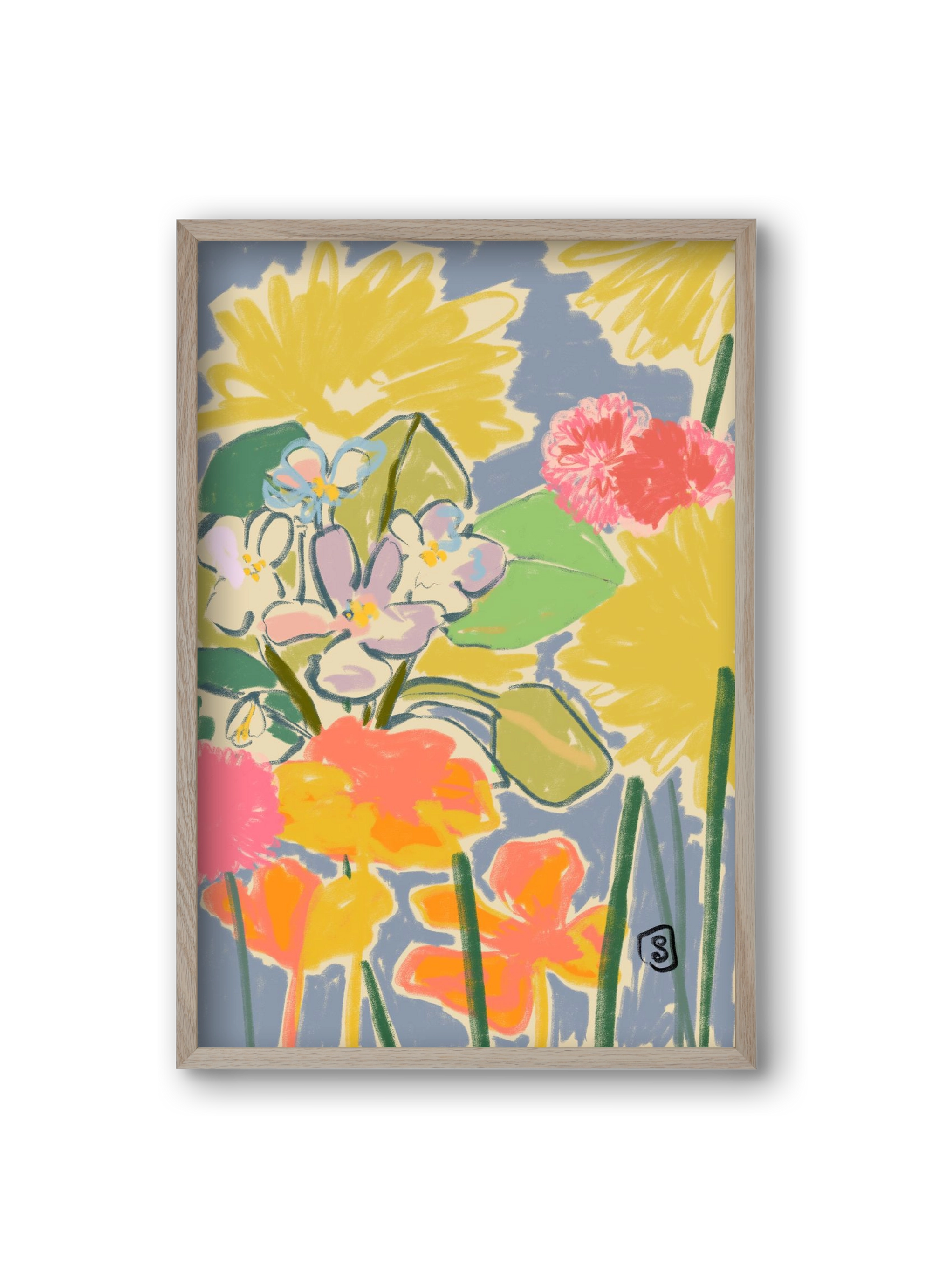 MORNING GARDEN, 20x30 cm (20x30 cm), Tölgy keret